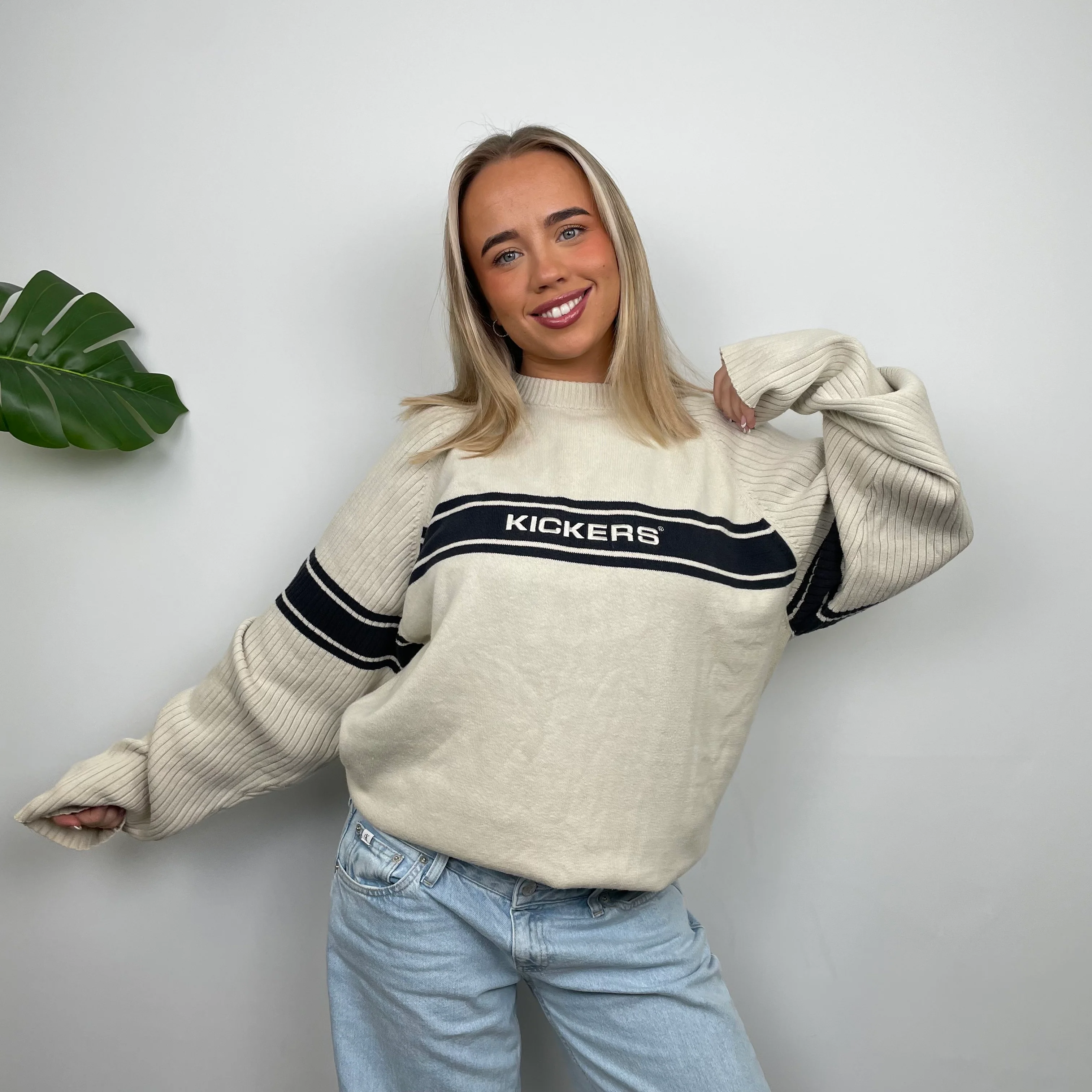 Kickers Cream Spell Out Knitted Sweater (M) - Image 2