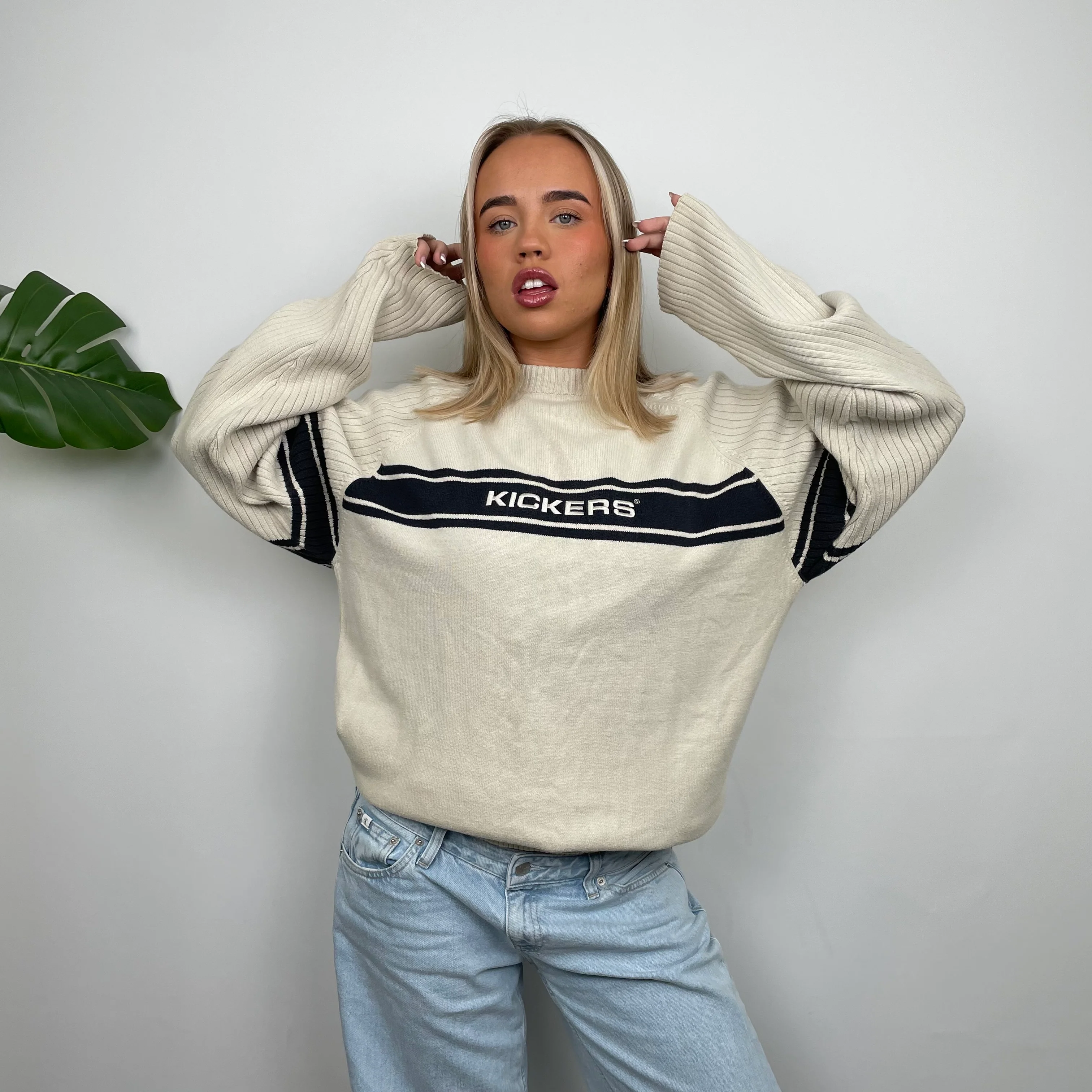 Kickers Cream Spell Out Knitted Sweater (M) - Image 3