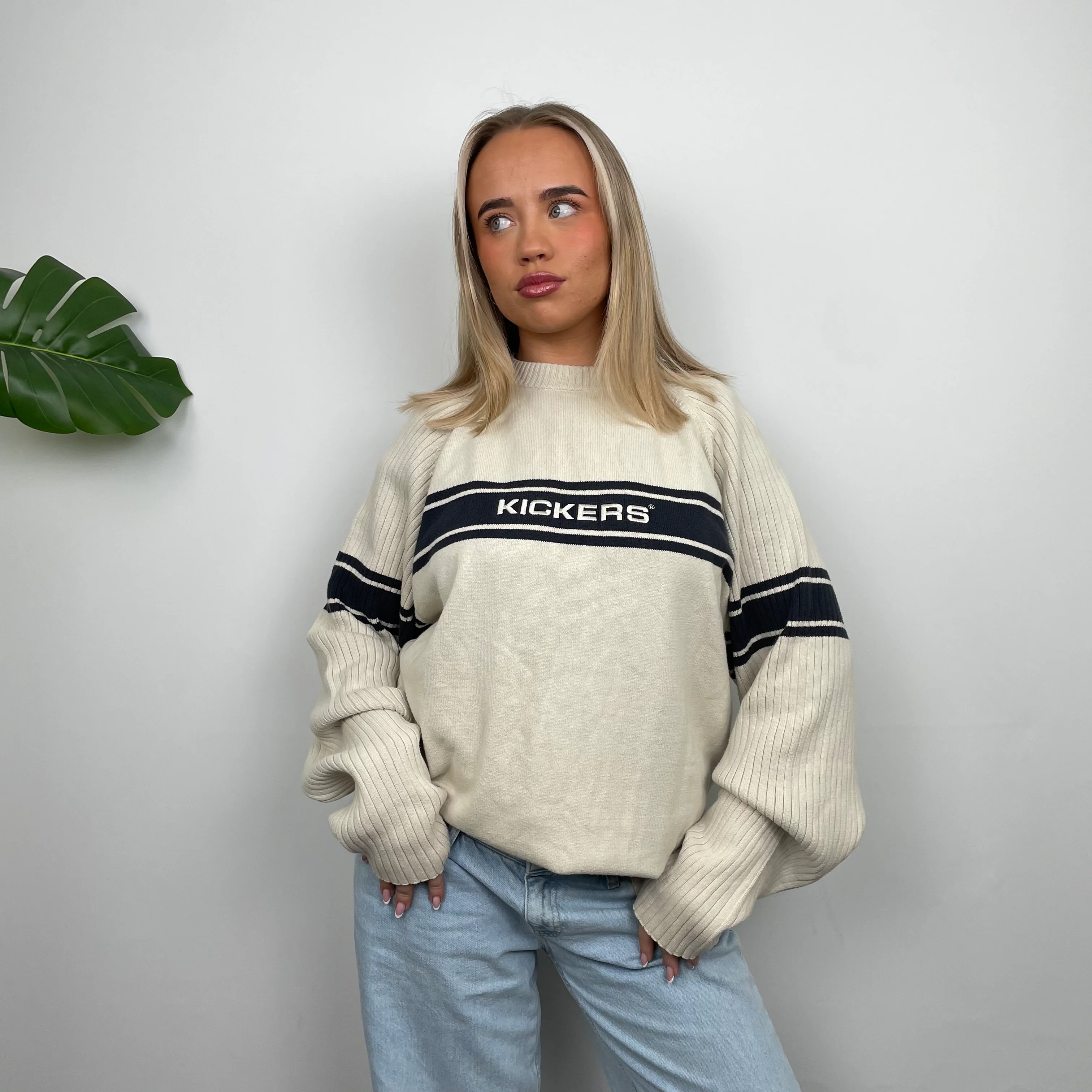 Kickers Cream Spell Out Knitted Sweater (M) - Image 5