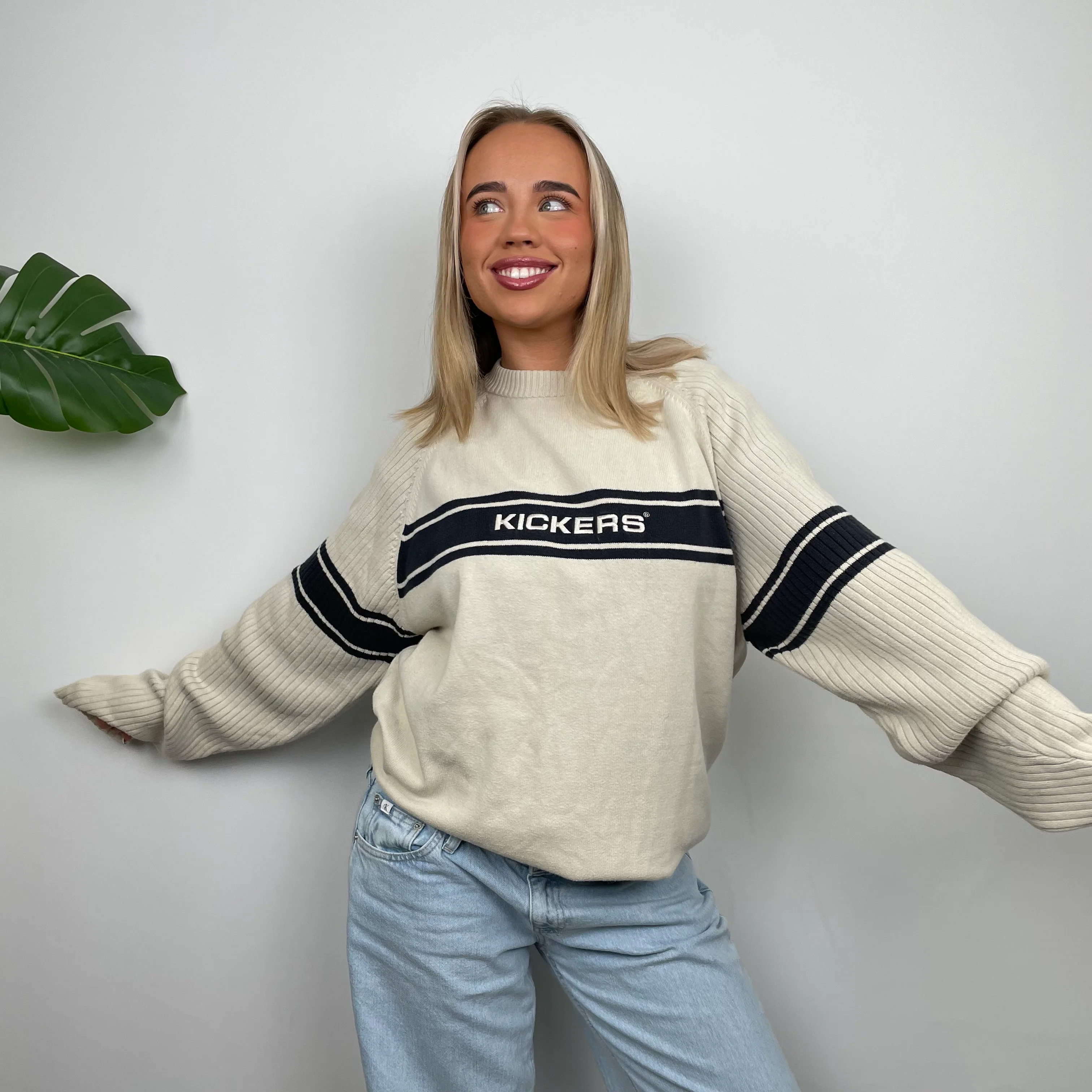Kickers Cream Spell Out Knitted Sweater (M) - Image 6