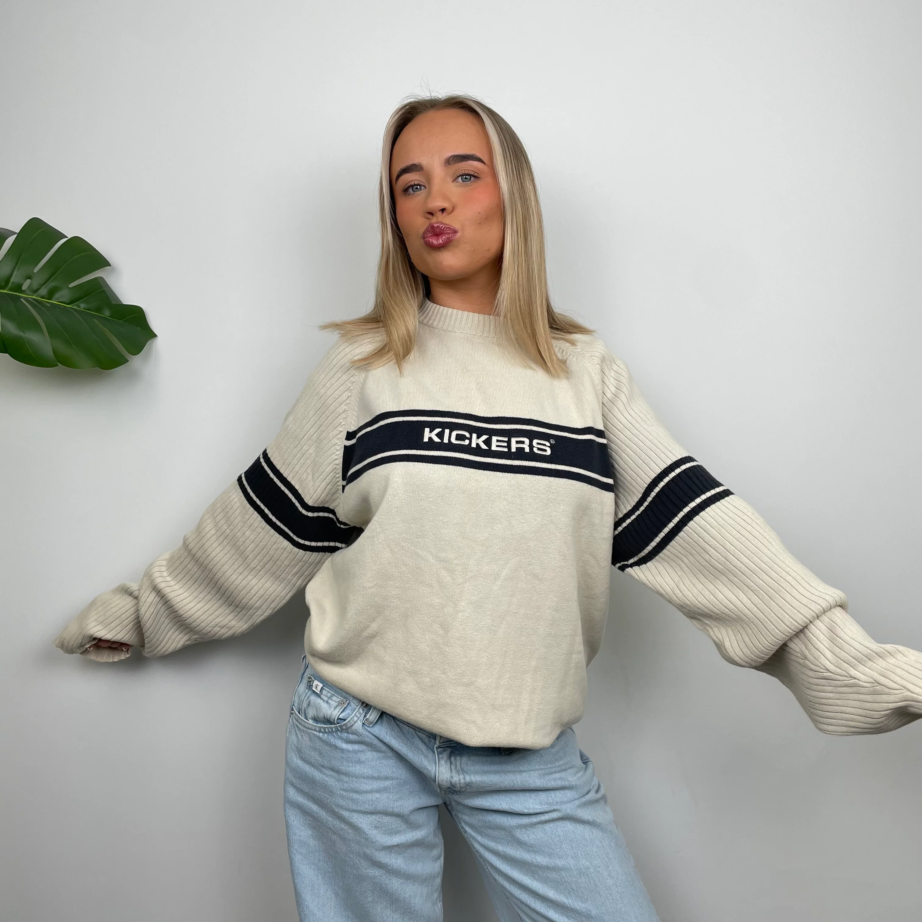 Kickers Cream Spell Out Knitted Sweater (M) - Image 7