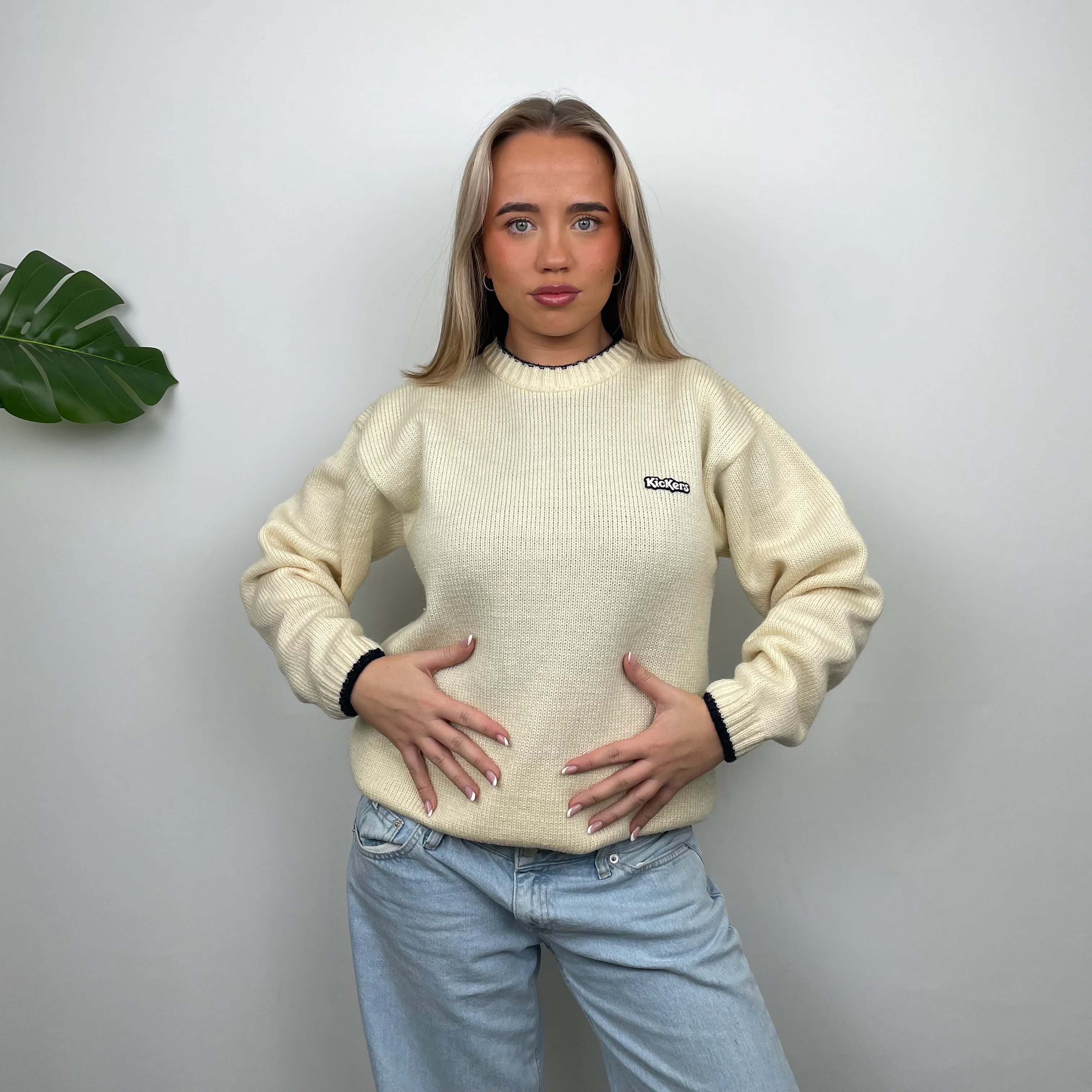 Kickers Cream Spell Out Knitted Sweater (L) - Image 4