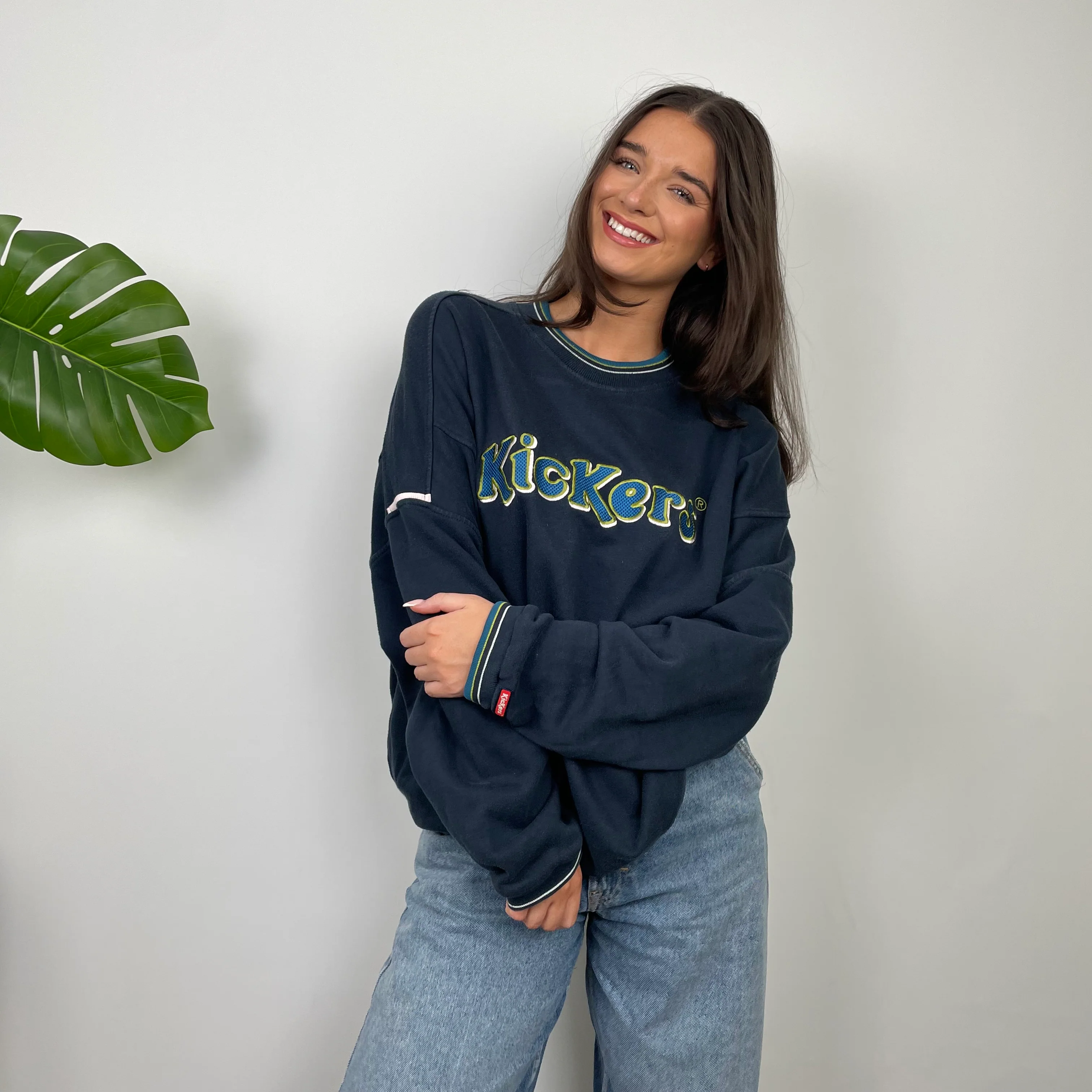 Kickers Navy Embroidered Spell Out Sweatshirt (L) - Image 3