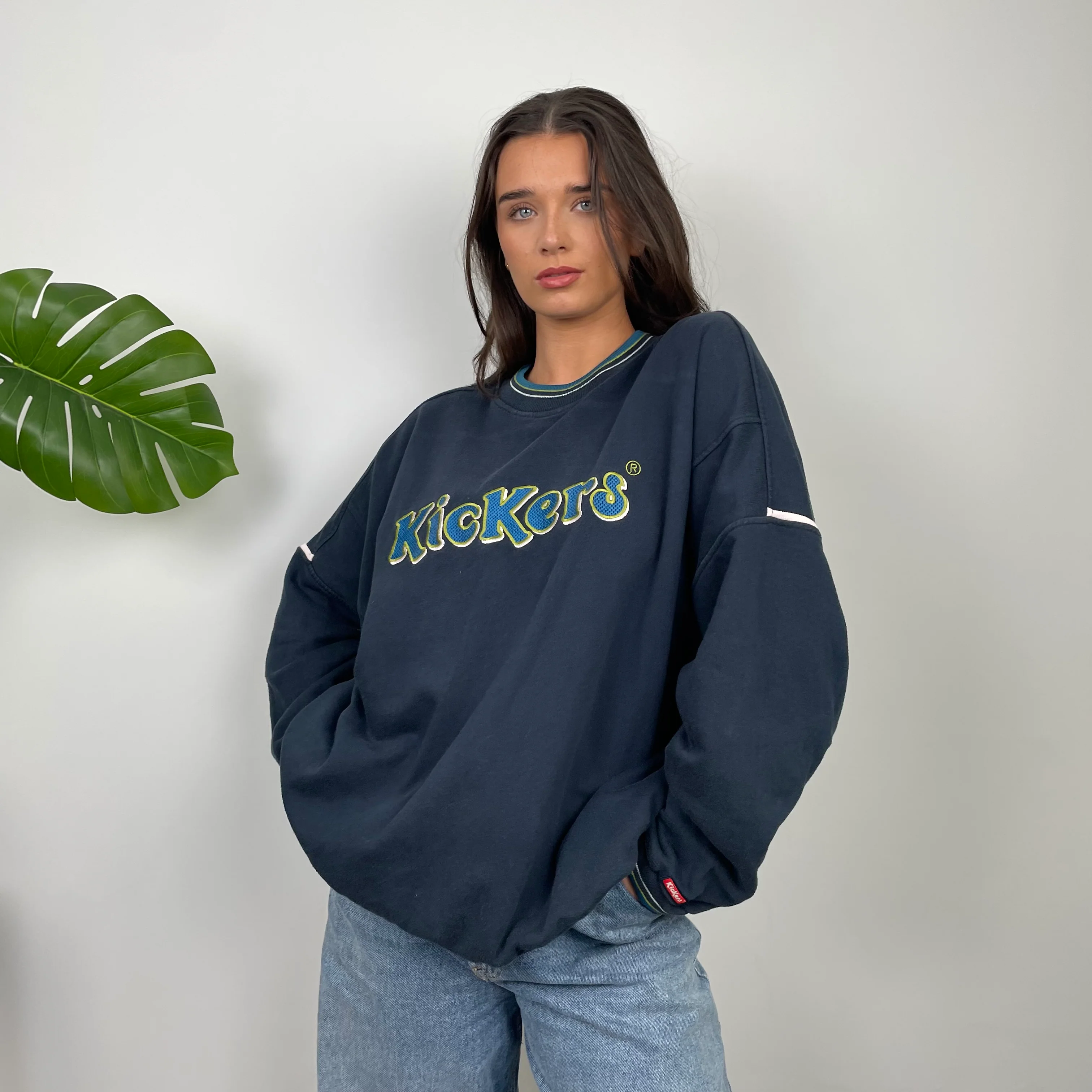 Kickers Navy Embroidered Spell Out Sweatshirt (L) - Image 4