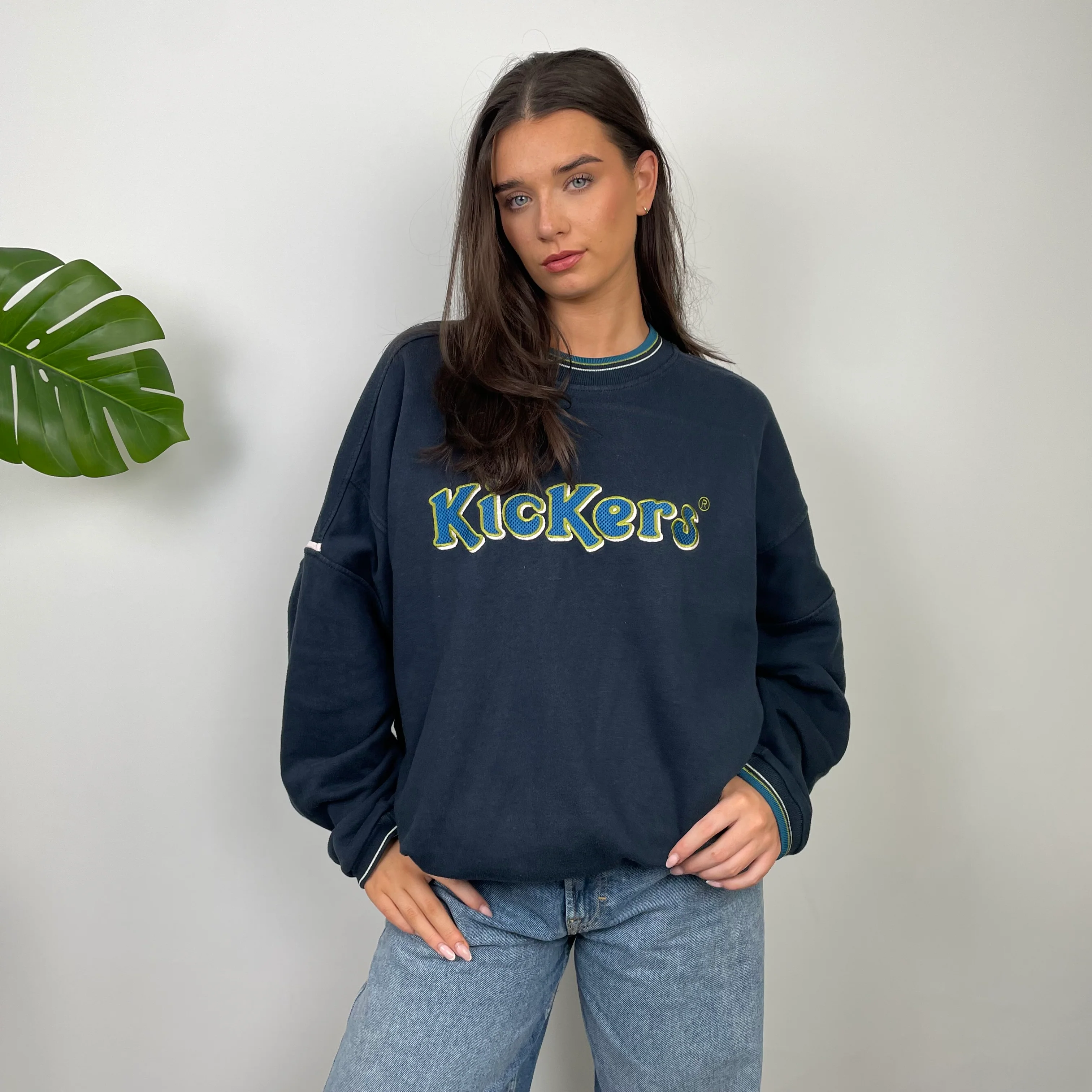 Kickers Navy Embroidered Spell Out Sweatshirt (L) - Image 5