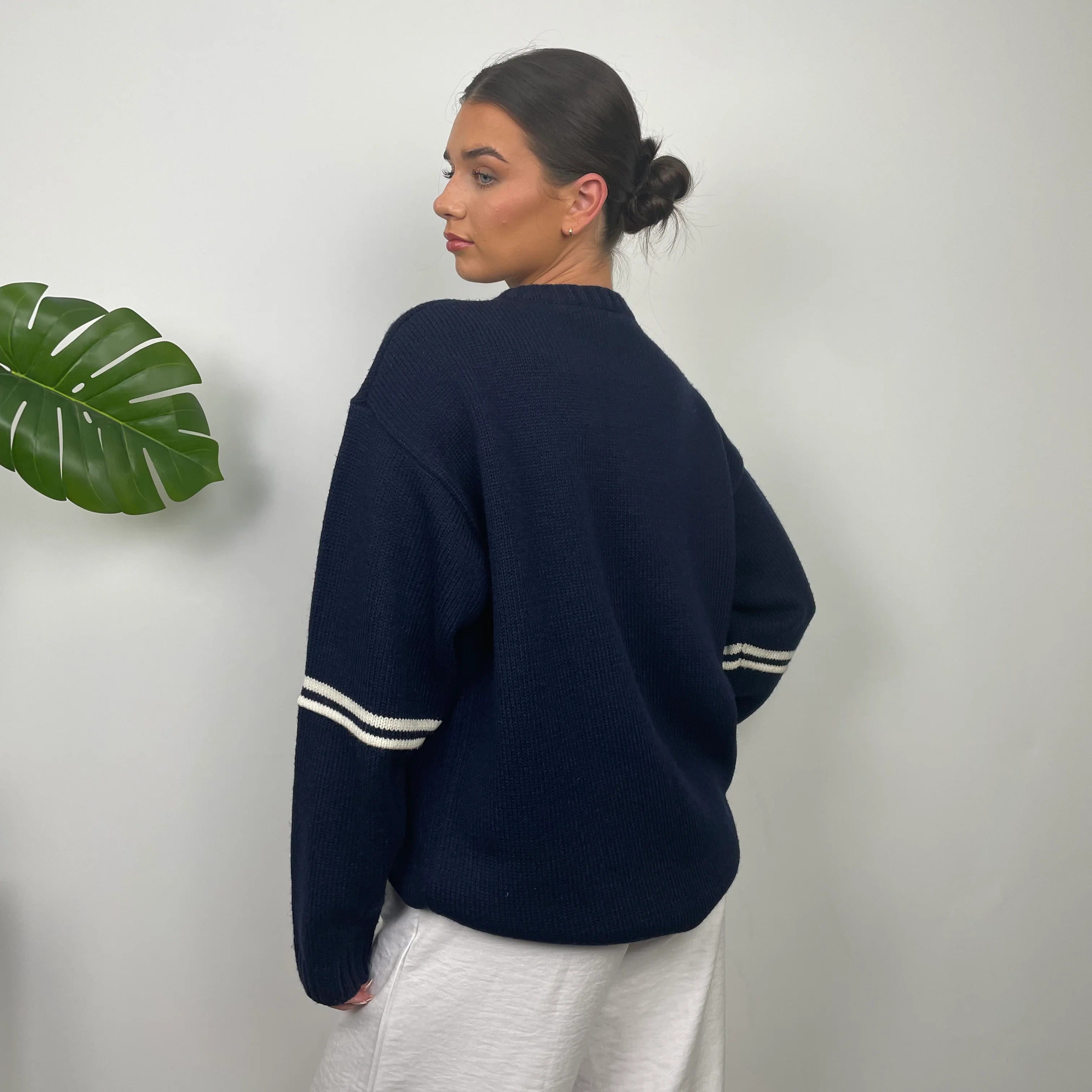 Kickers RARE Navy & Cream Embroidered Spell Out Knitted Sweater (L) - Image 6
