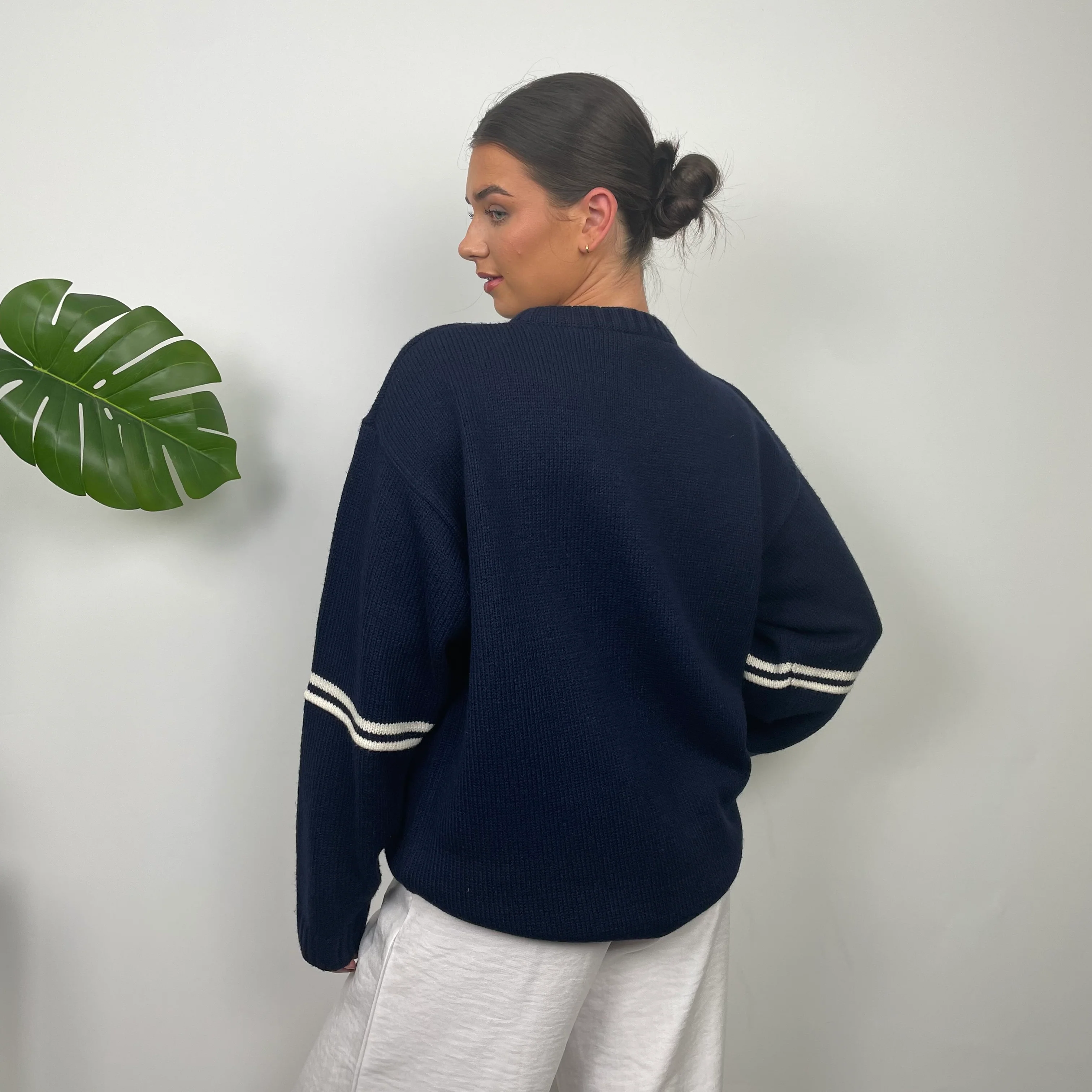 Kickers RARE Navy & Cream Embroidered Spell Out Knitted Sweater (L) - Image 7