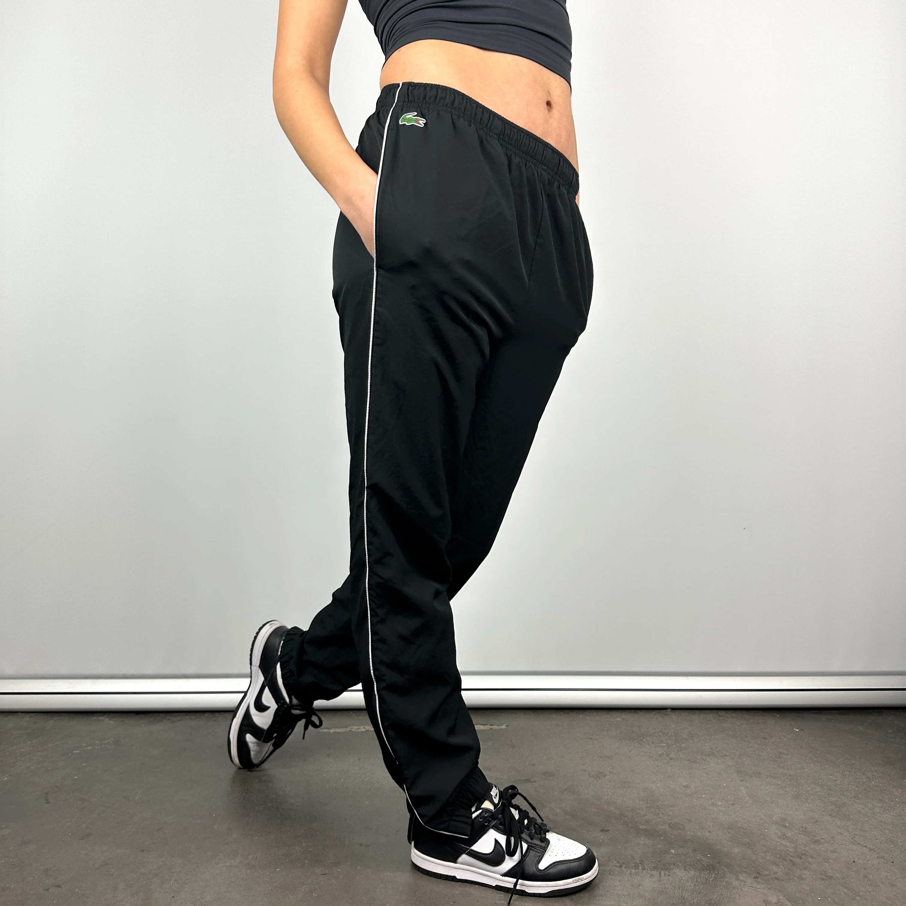 Lacoste Black Embroidered Logo Track Pants (M) - Image 3