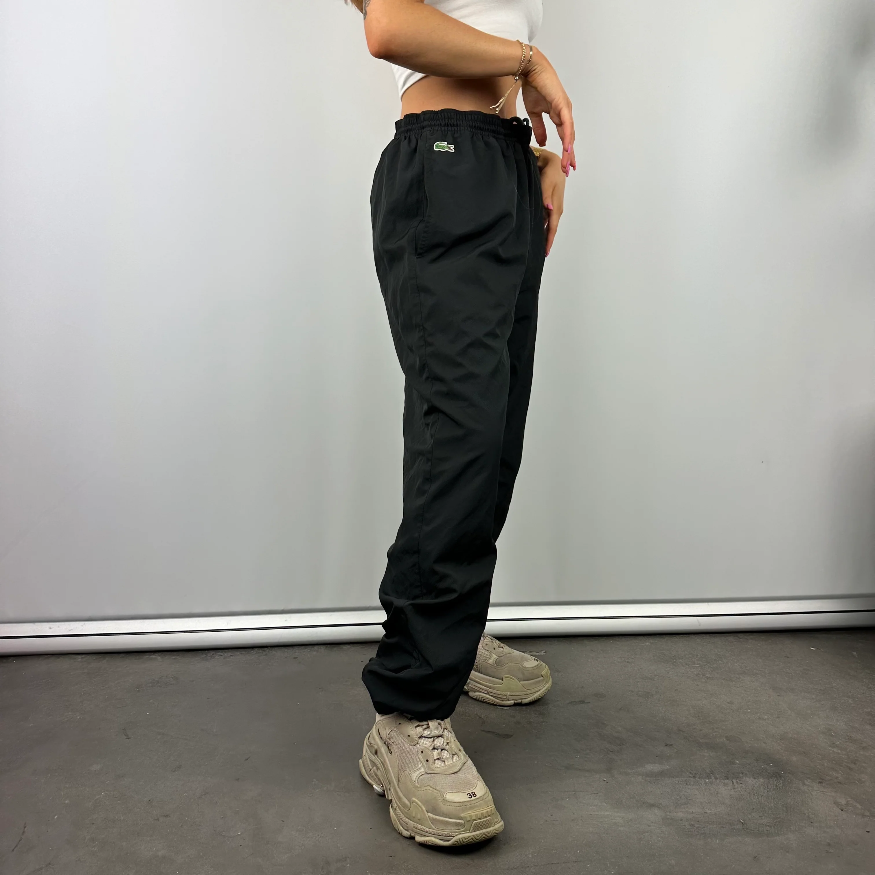 Lacoste Black Embroidered Logo Track Pants (M) - Image 3