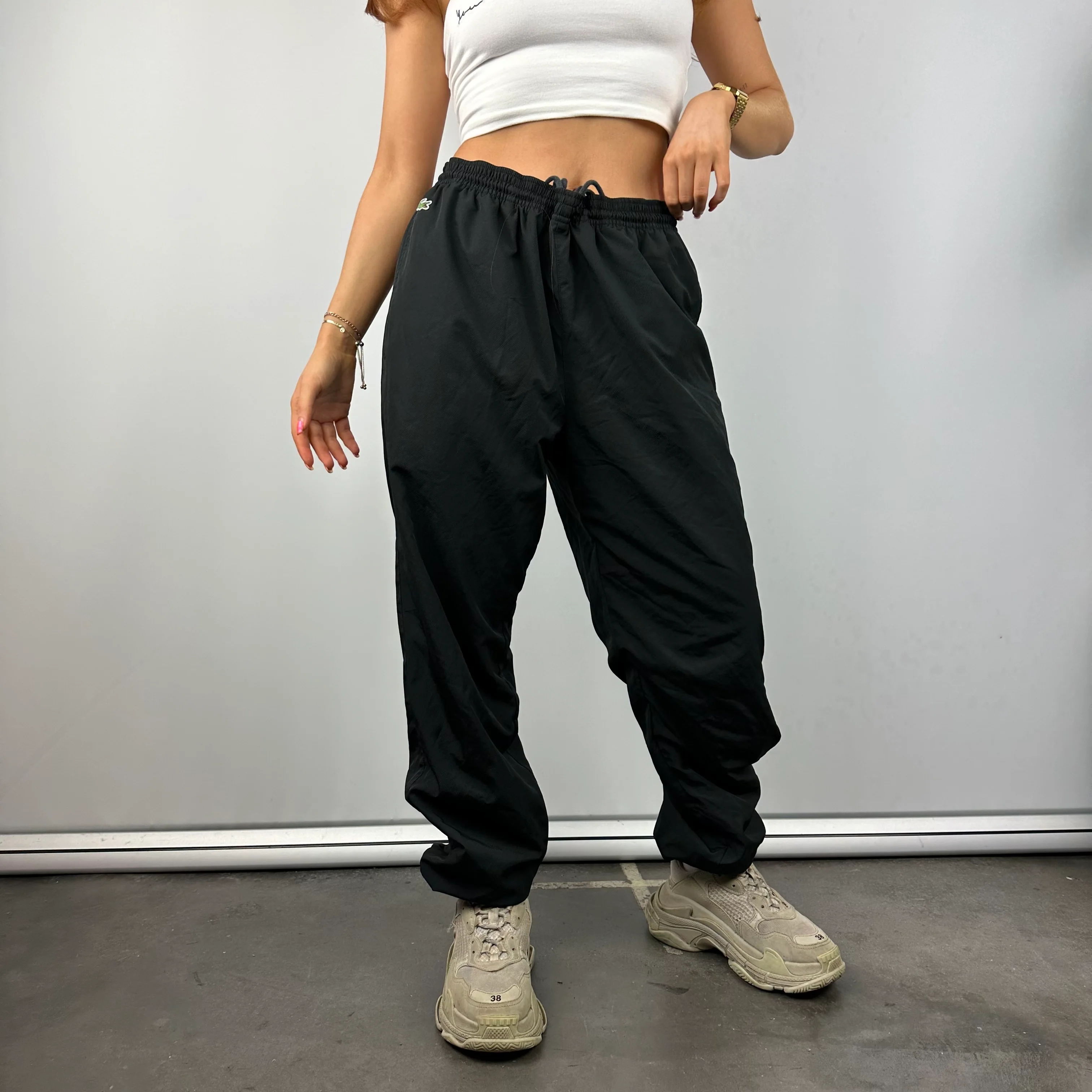 Lacoste Black Embroidered Logo Track Pants (M) - Image 6