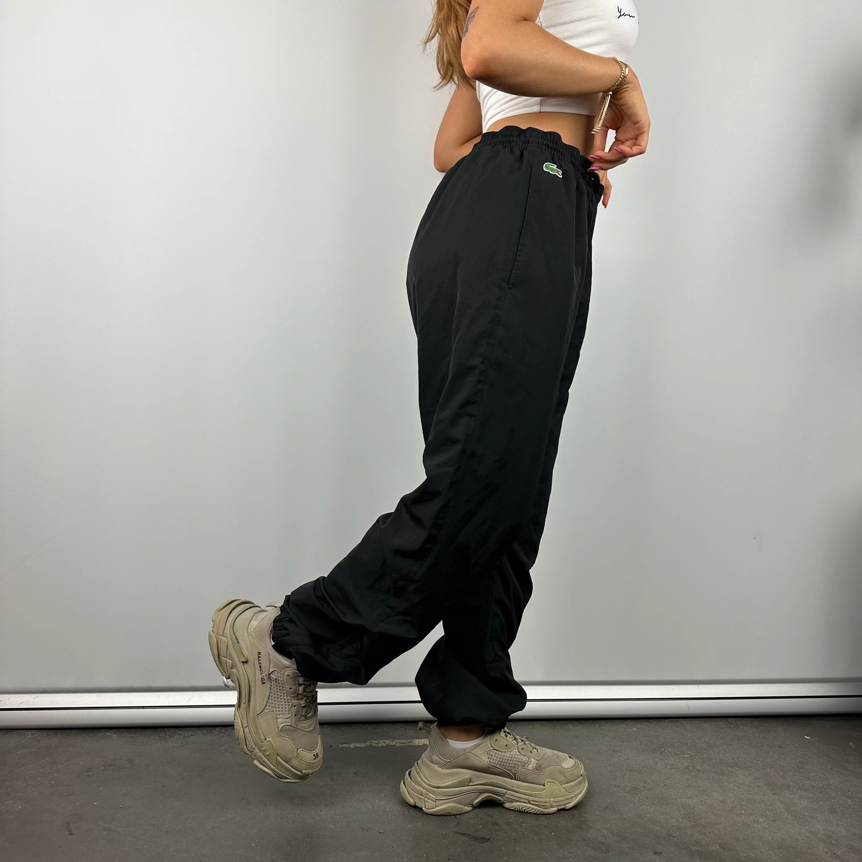 Lacoste Black Embroidered Logo Track Pants (M) - Image 7
