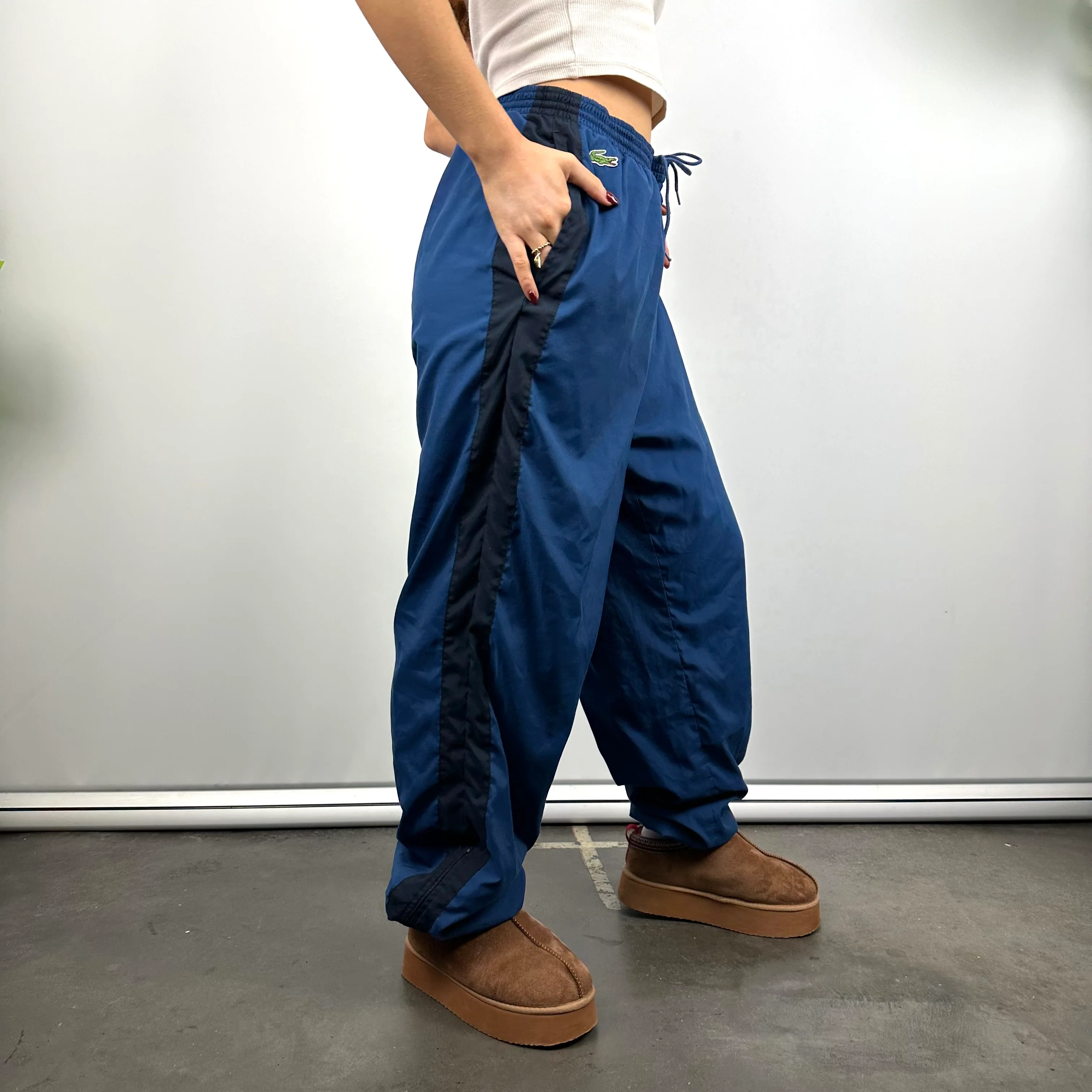 Lacoste Blue Embroidered Logo Track Pants (L) - Image 3