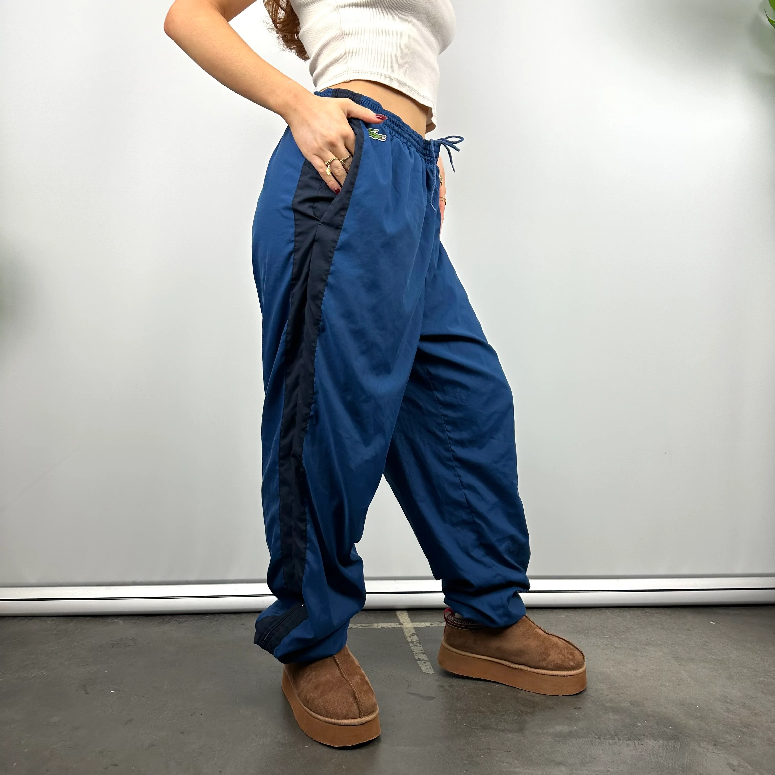 Lacoste Blue Embroidered Logo Track Pants (L) - Image 4