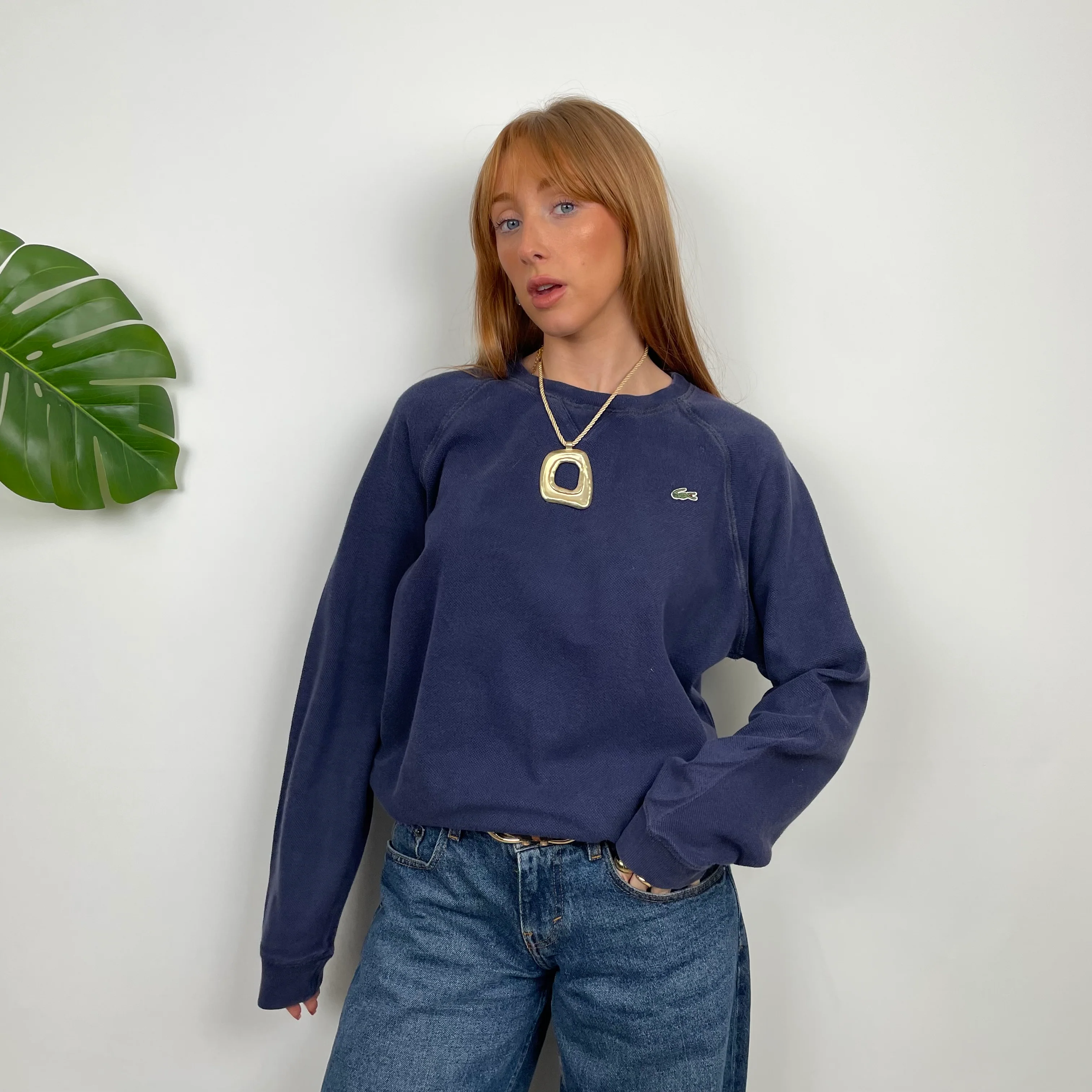 Lacoste RARE Navy Embroidered Logo Sweatshirt (S) - Image 2