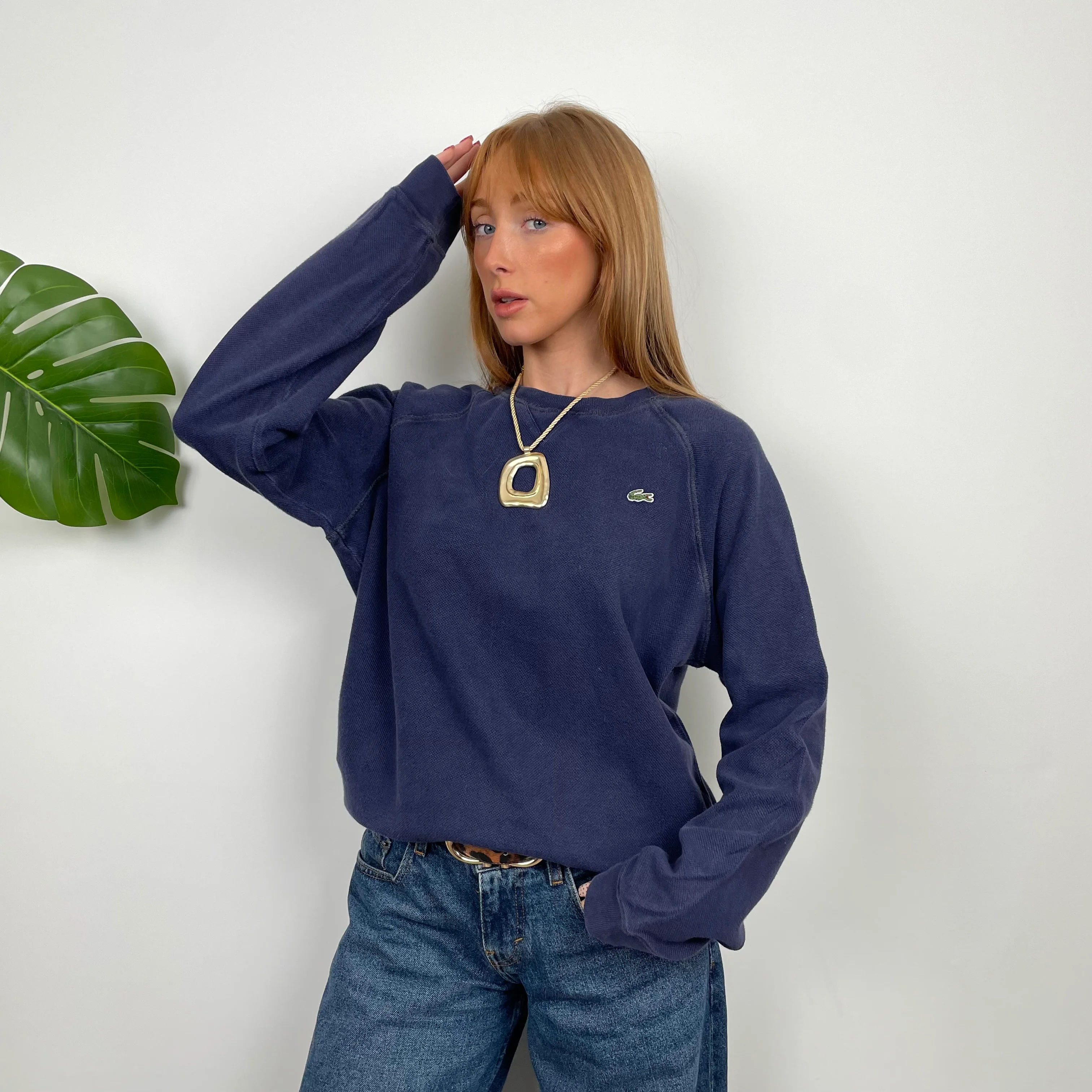 Lacoste RARE Navy Embroidered Logo Sweatshirt (S) - Image 3