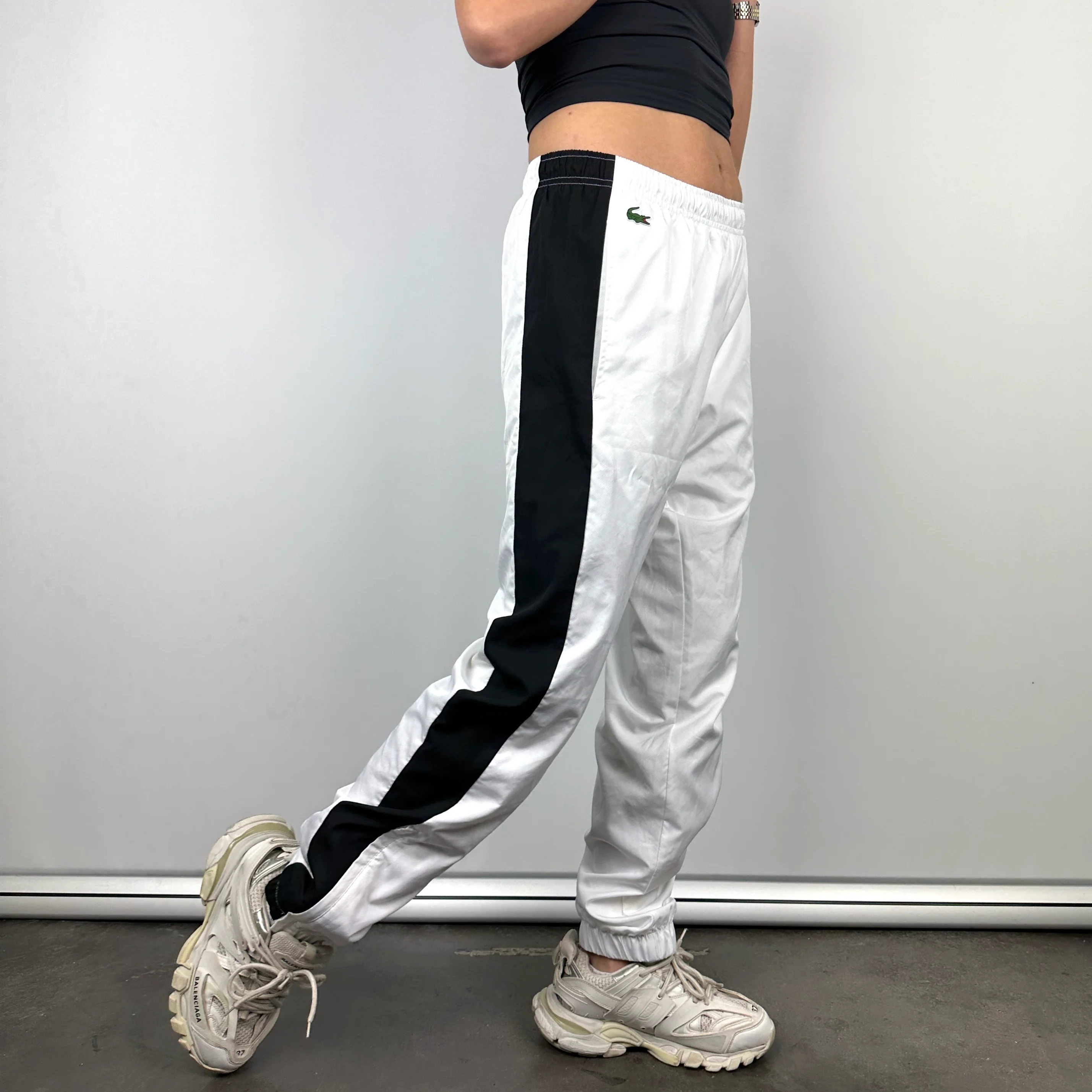 Lacoste White Embroidered Logo Track Pants (M) - Image 4