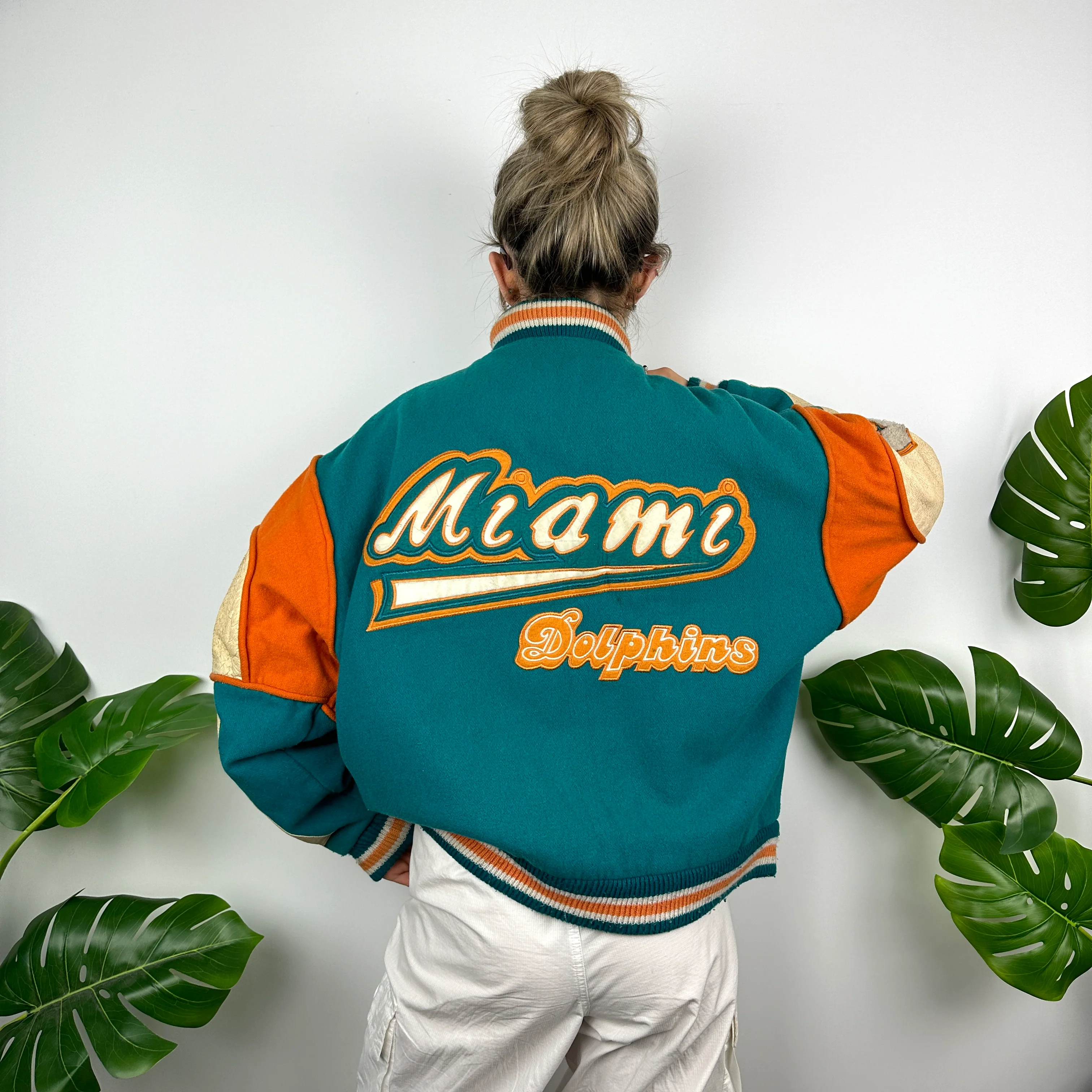 Miami Dolphins NFL Turquoise Blue Heavyweight Jacket as worn by Alix Earle (L) - Image 4