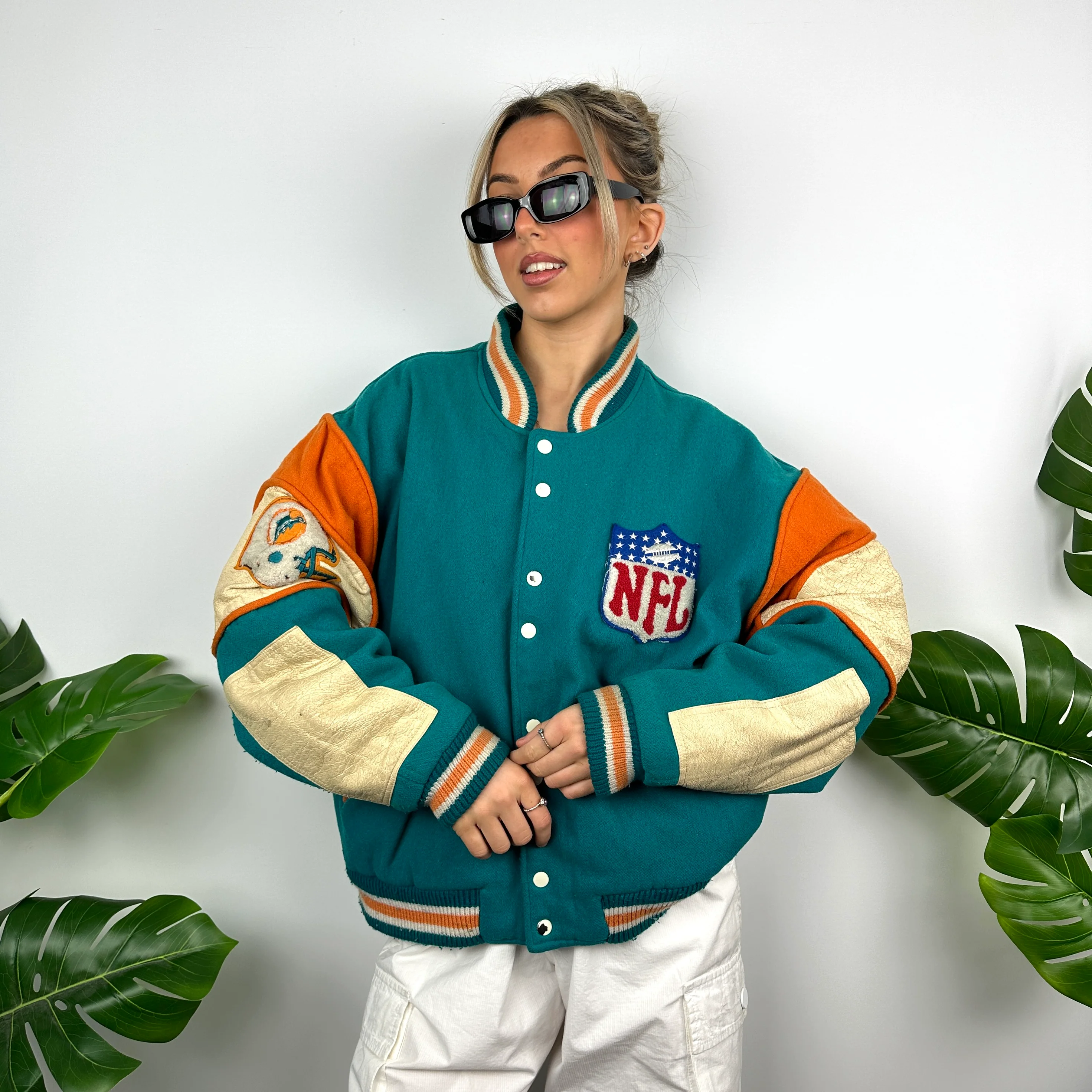 Miami Dolphins NFL Turquoise Blue Heavyweight Jacket as worn by Alix Earle (L) - Image 7