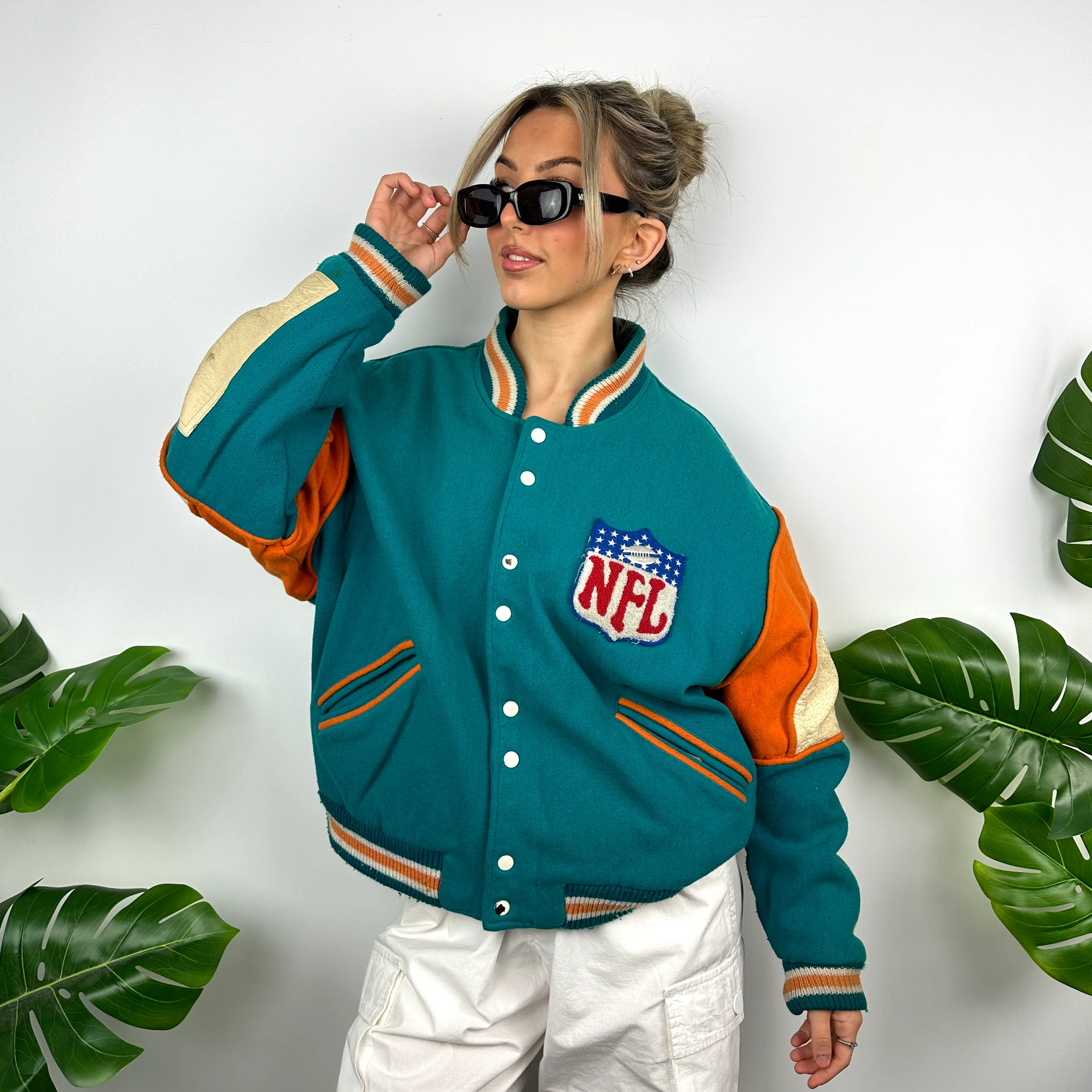 Miami Dolphins NFL Turquoise Blue Heavyweight Jacket as worn by Alix Earle (L) - Image 8