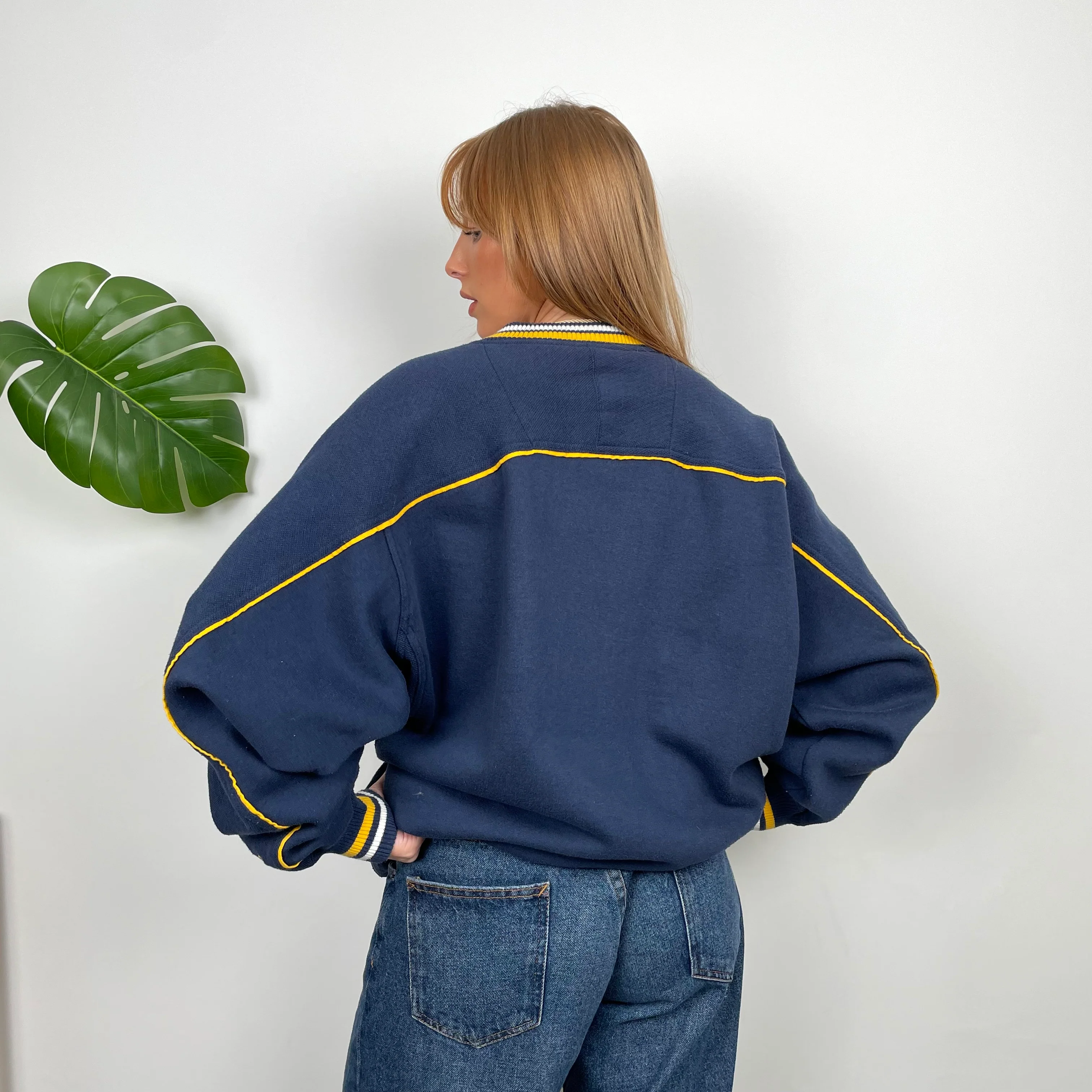 Michigan Wolverines NBA Navy Embroidered Spell Out Sweatshirt (L) - Image 4