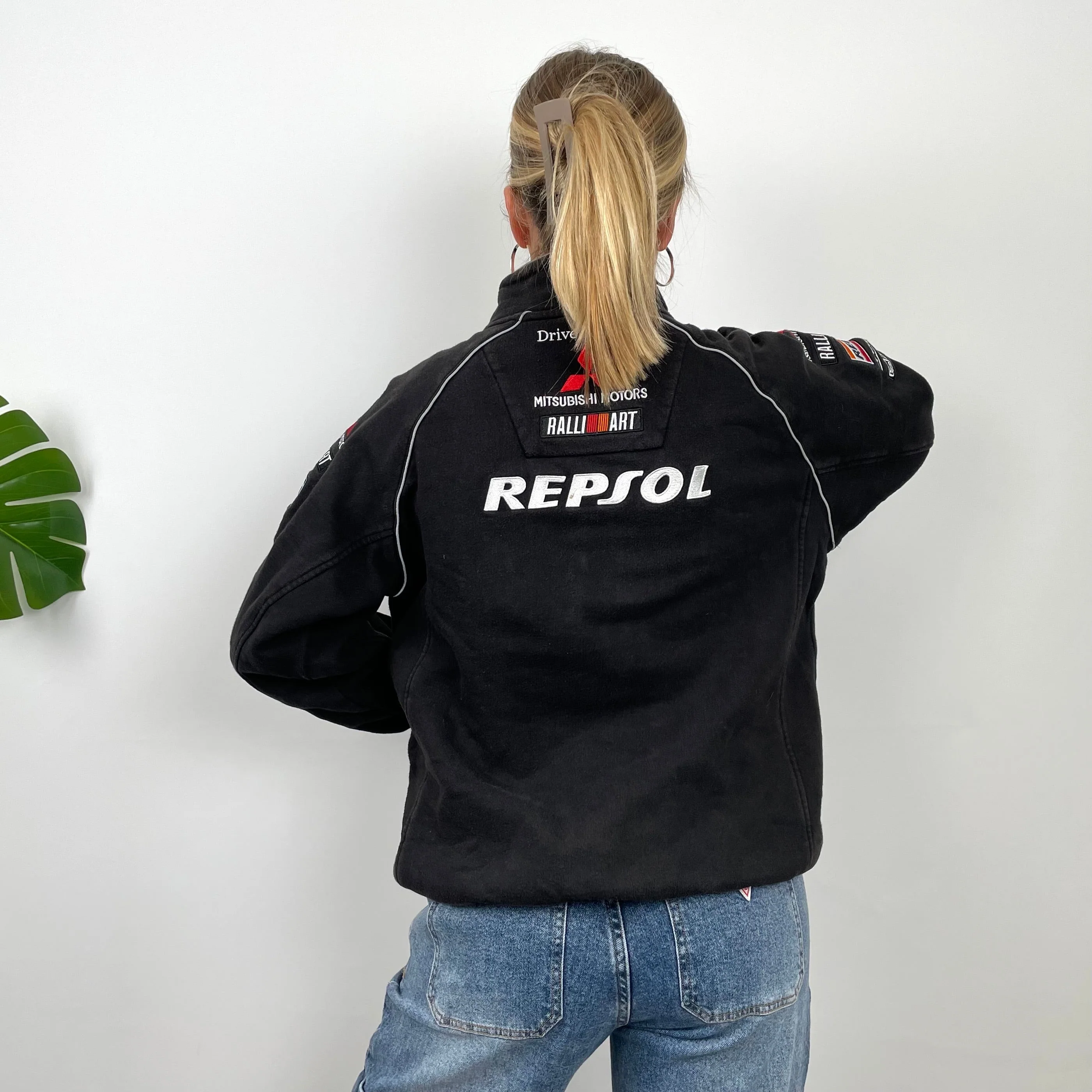 Mitsubishi Racing black Embroidered Spell Out Quarter Zip (S) - Image 2