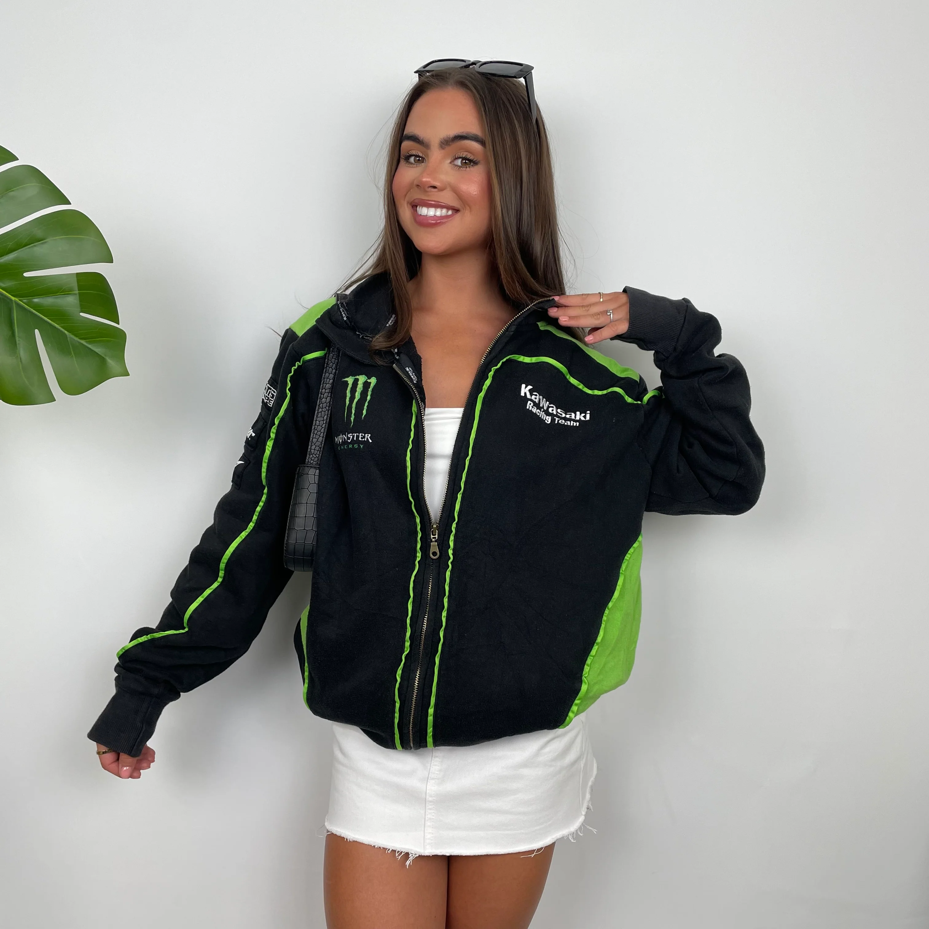 Monster Energy Racing Team Black Embroidered Spell Out Zip Up Hoodie Jacket (L) - Image 3