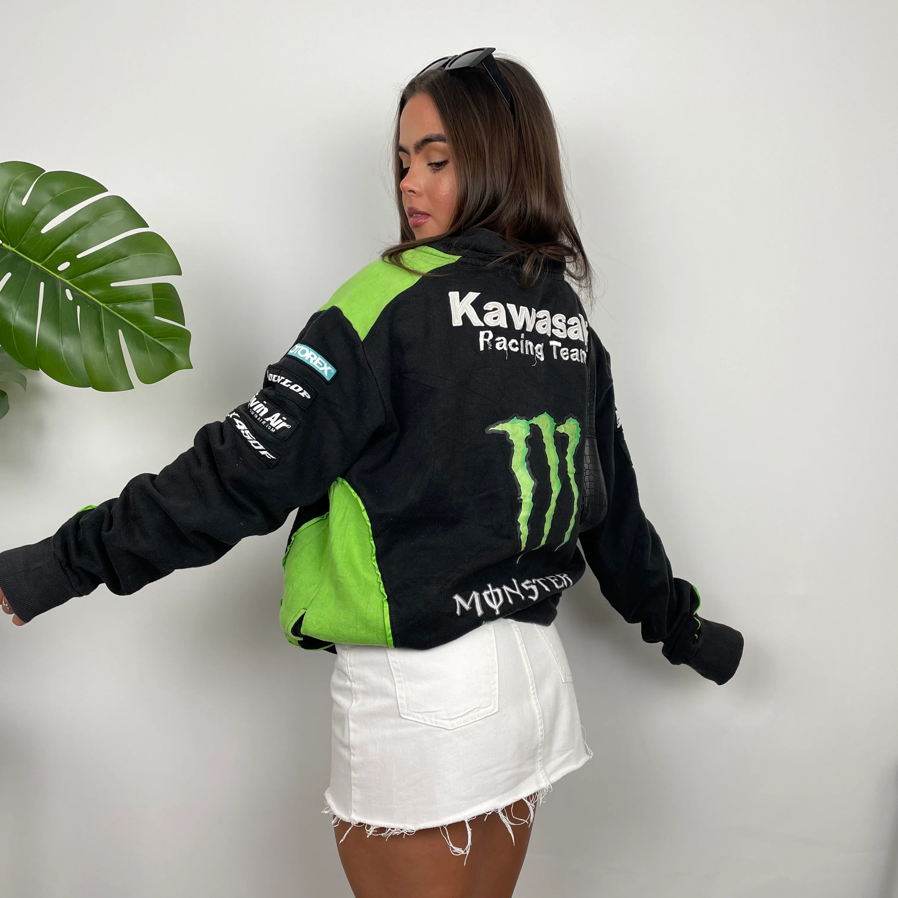 Monster Energy Racing Team Black Embroidered Spell Out Zip Up Hoodie Jacket (L) - Image 4