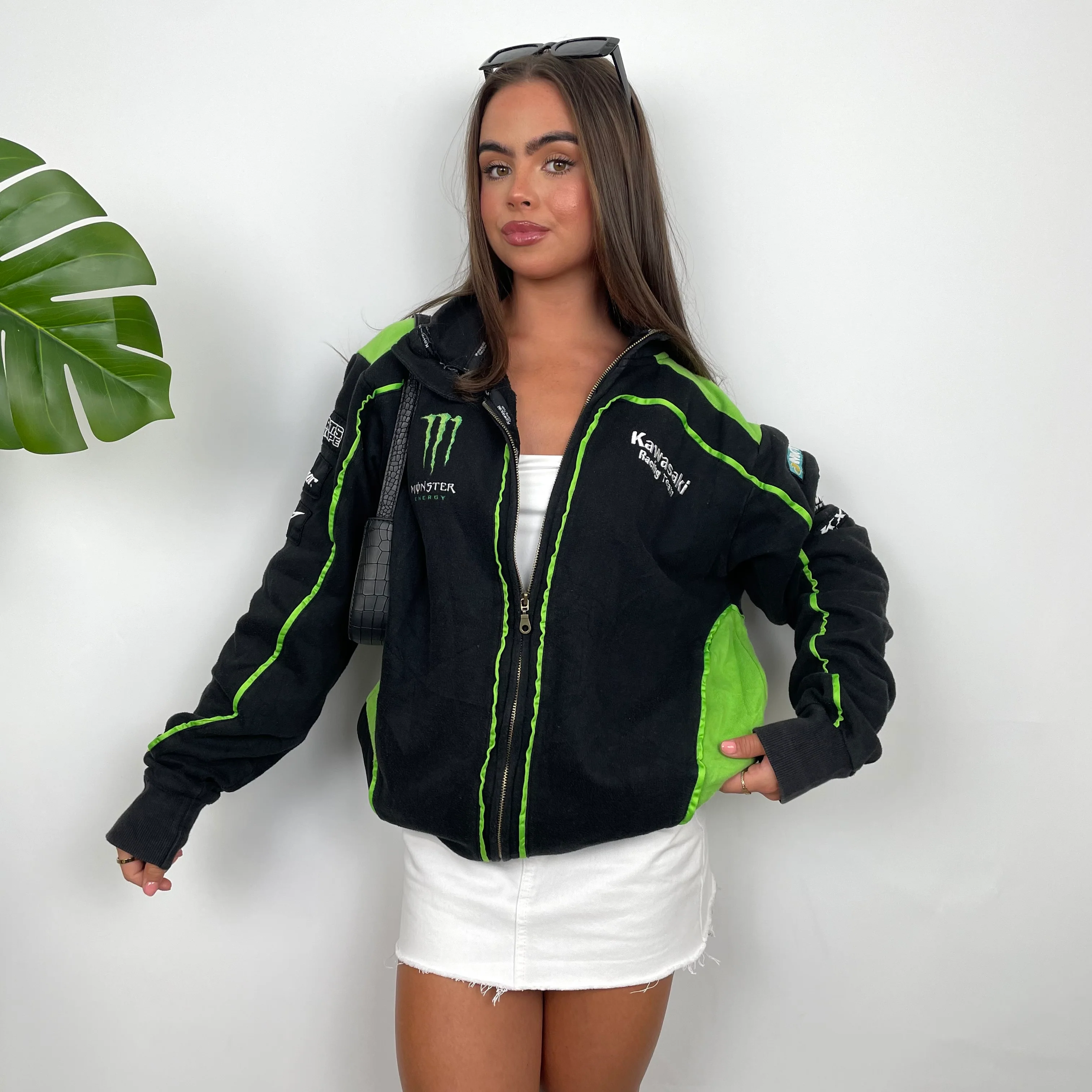Monster Energy Racing Team Black Embroidered Spell Out Zip Up Hoodie Jacket (L) - Image 5