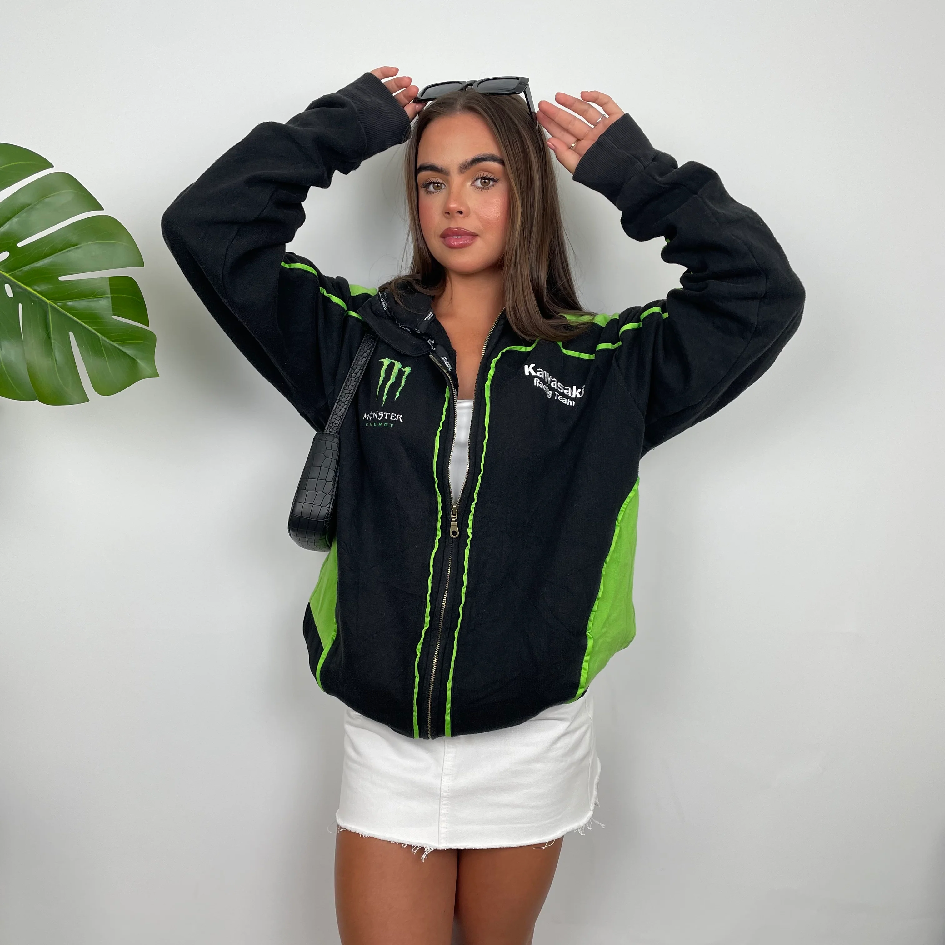 Monster Energy Racing Team Black Embroidered Spell Out Zip Up Hoodie Jacket (L) - Image 7