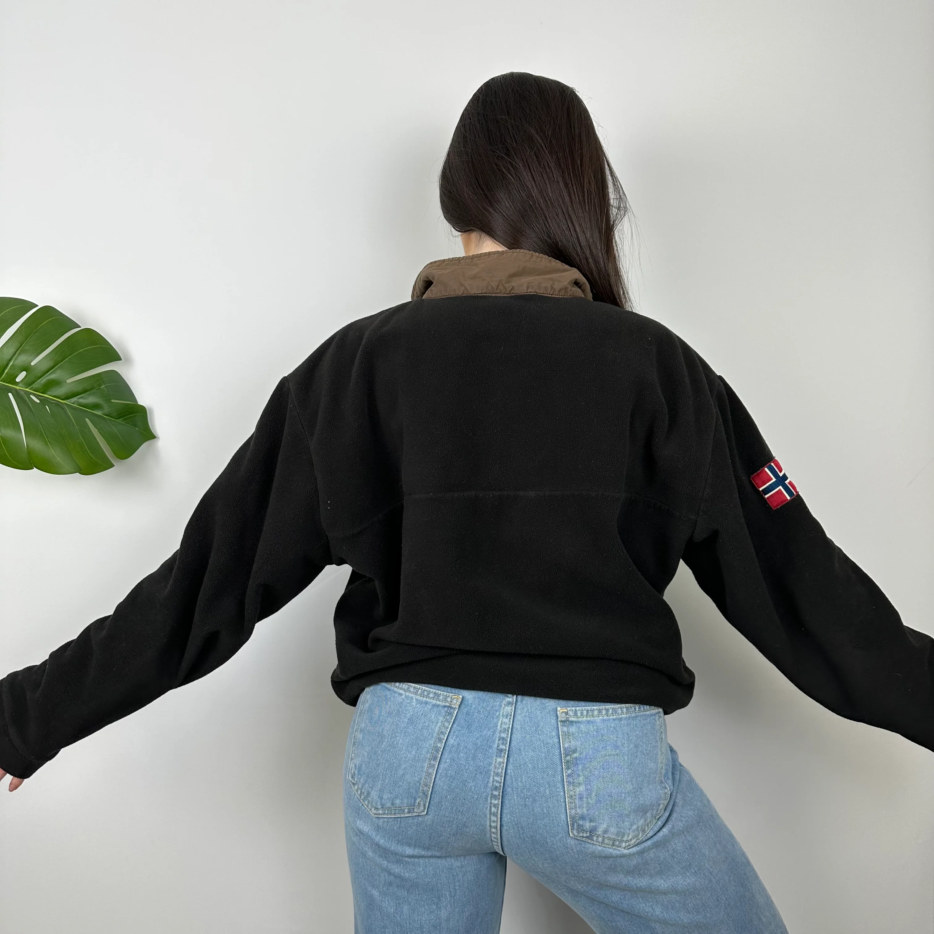 Napapijri RARE Black Embroidered Spell Out Teddy Bear Fleece Quarter Zip Sweatshirt (M) - Image 6