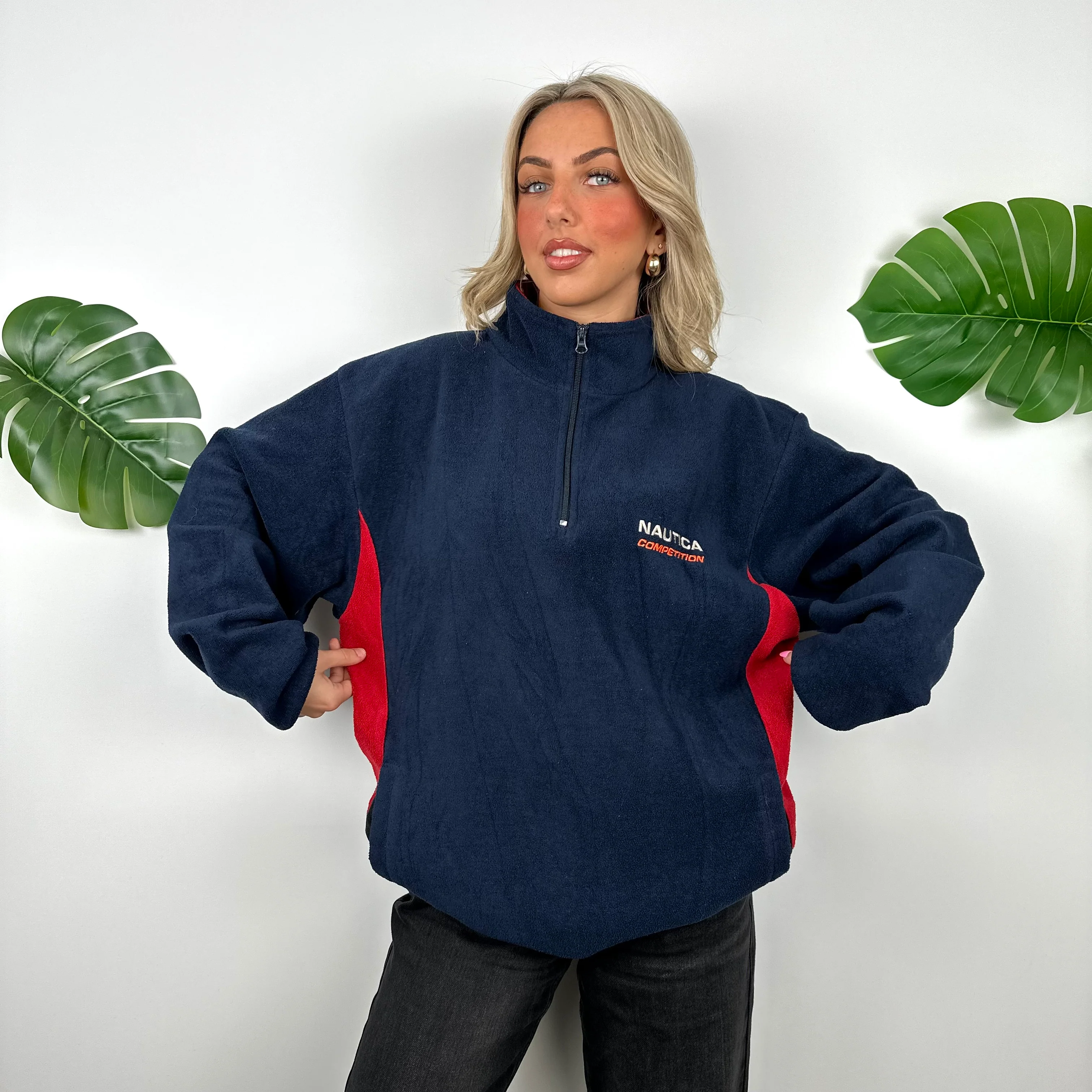 Nautica Competition Navy Teddy Bear Fleece Quarter Zip Sweatshirt (M) - Image 4