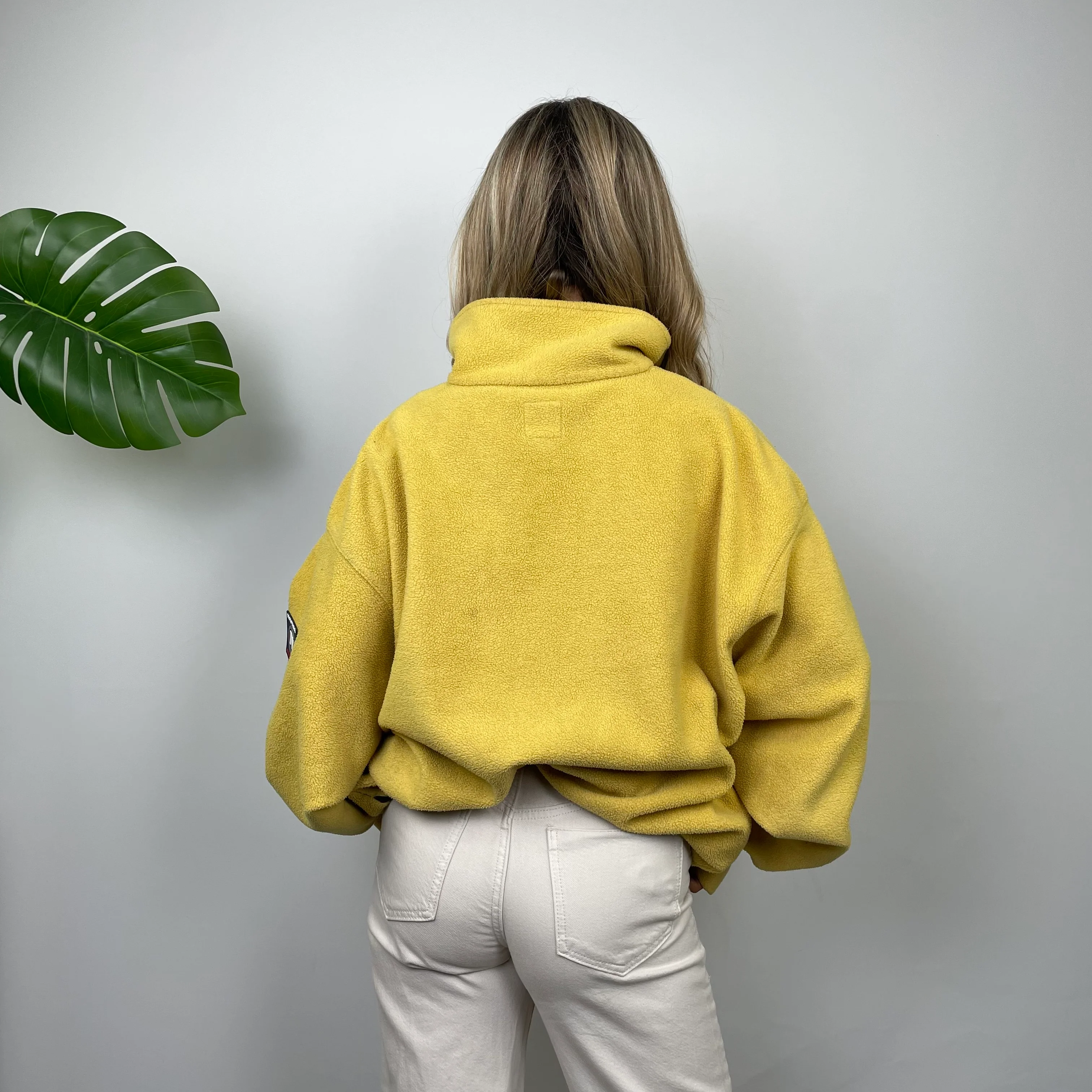 Nautica Yellow Embroidered Spell Out Teddy Bear Fleece Quarter Zip Sweatshirt (XL) - Image 5