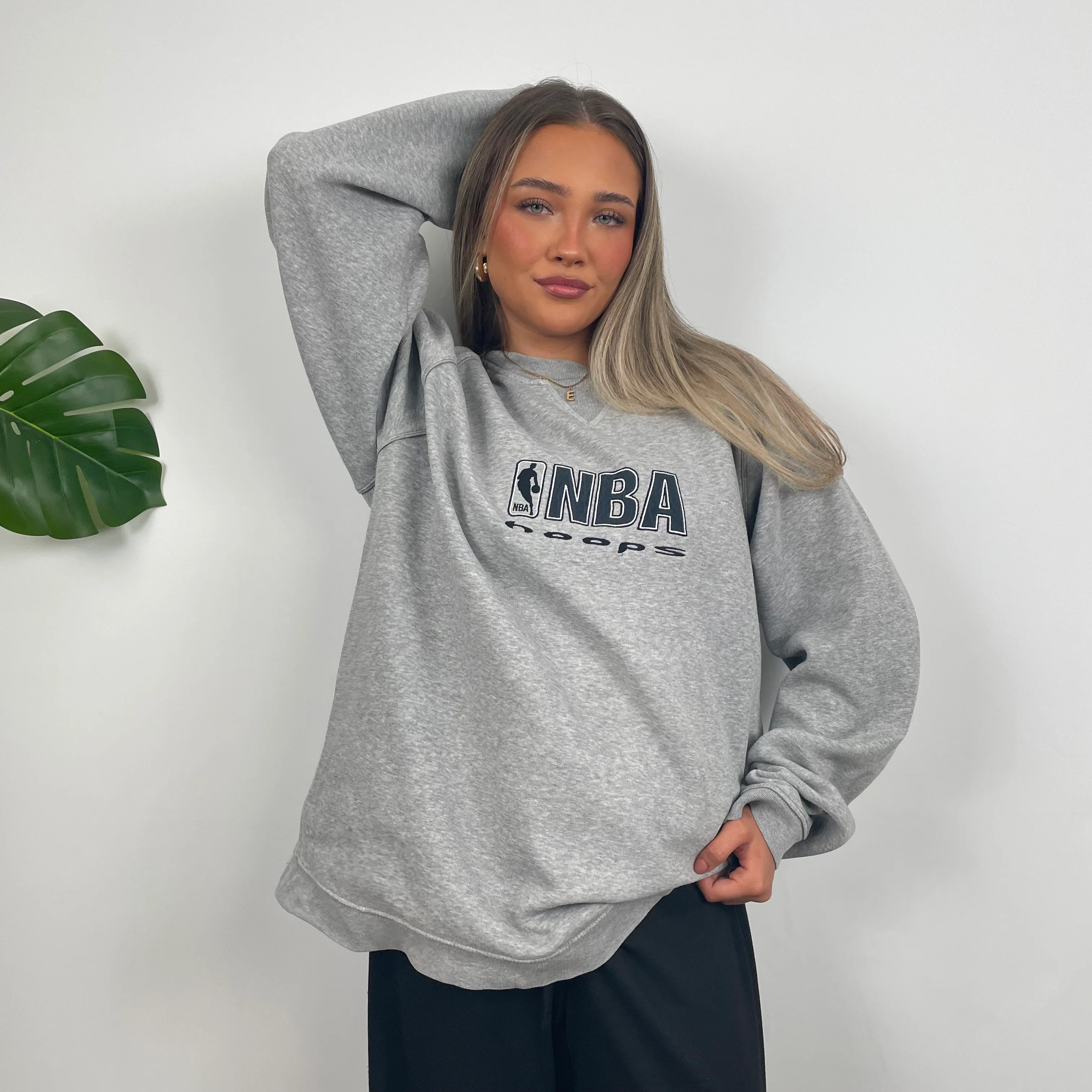 NBA RARE Grey Embroidered Spell Out Sweatshirt (XL) - Image 5