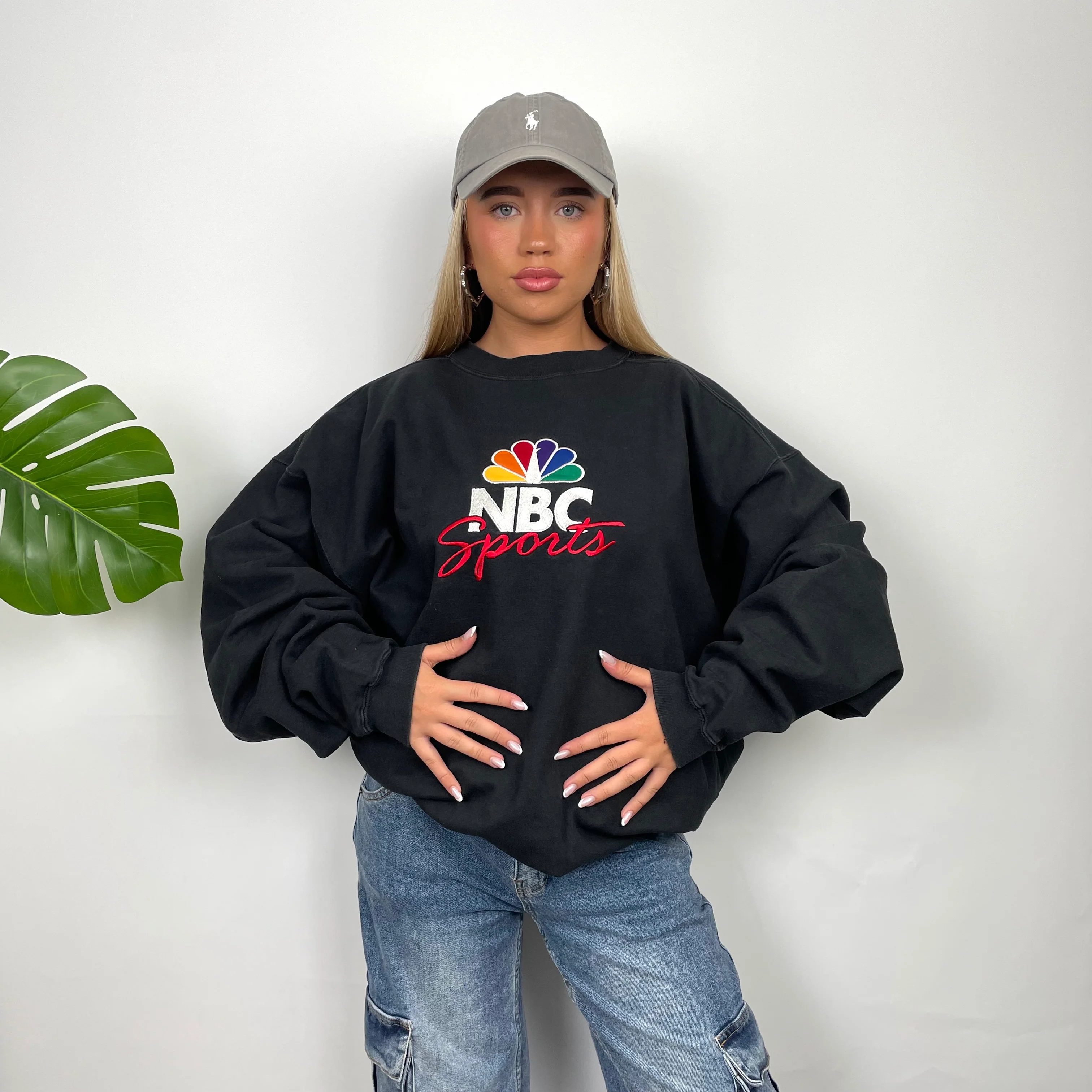 NBC Sports Black Embroidered Spell Out Sweatshirt (XXL) - Image 4