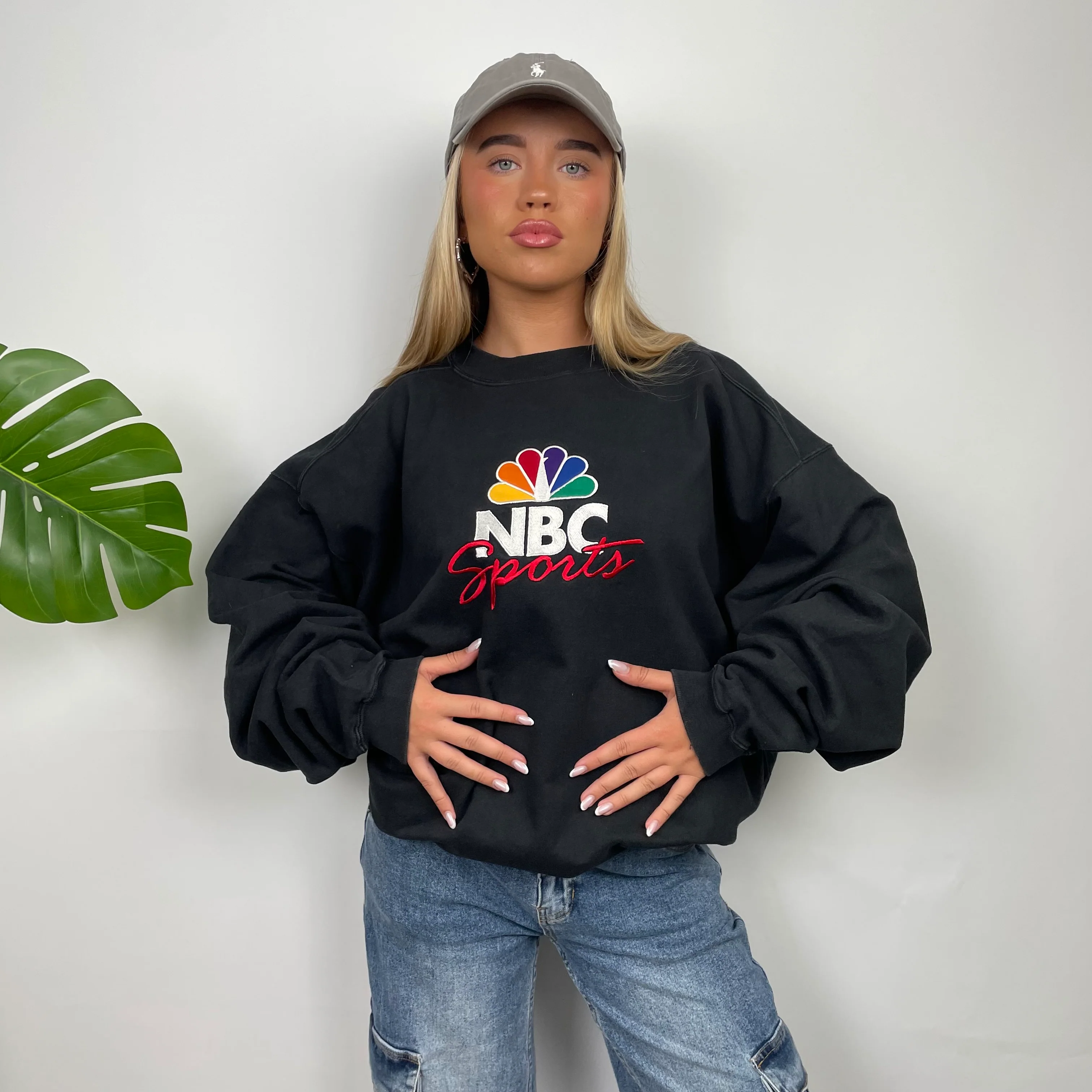NBC Sports Black Embroidered Spell Out Sweatshirt (XXL) - Image 5