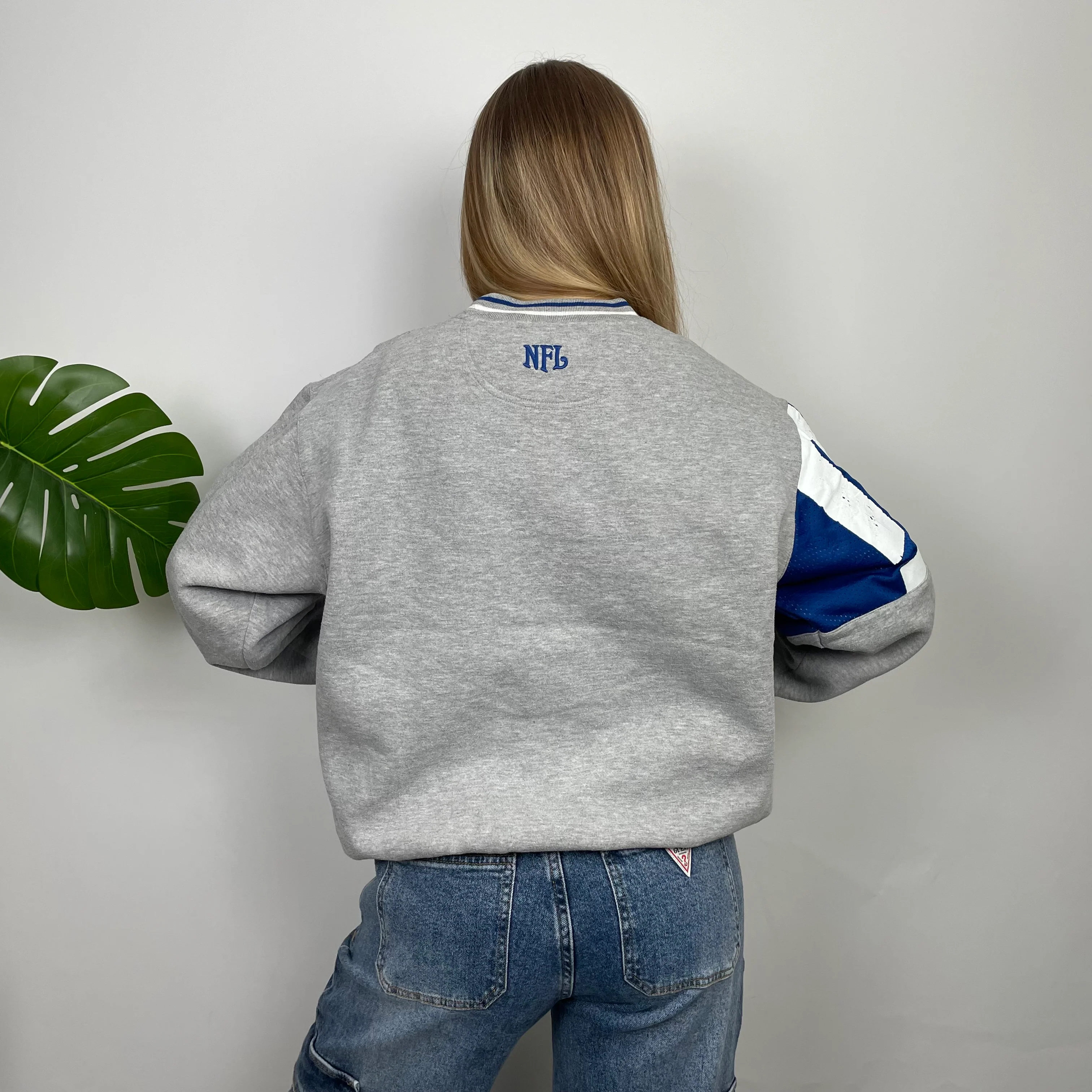 New York Giants Grey Embroidered Spell Out Sweatshirt (M) - Image 6