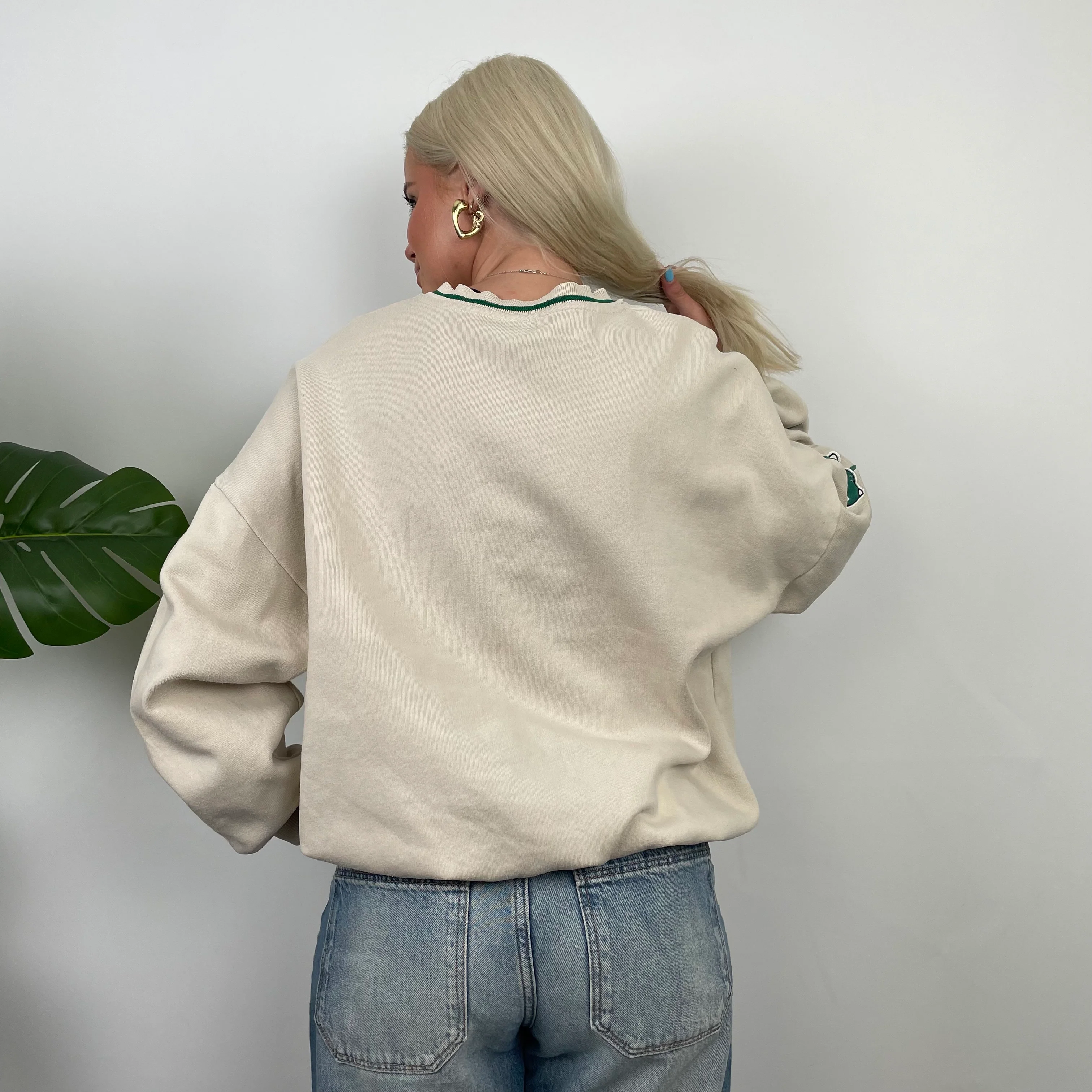 New York Jets Cream Embroidered Spell Out Sweatshirt (S) - Image 4