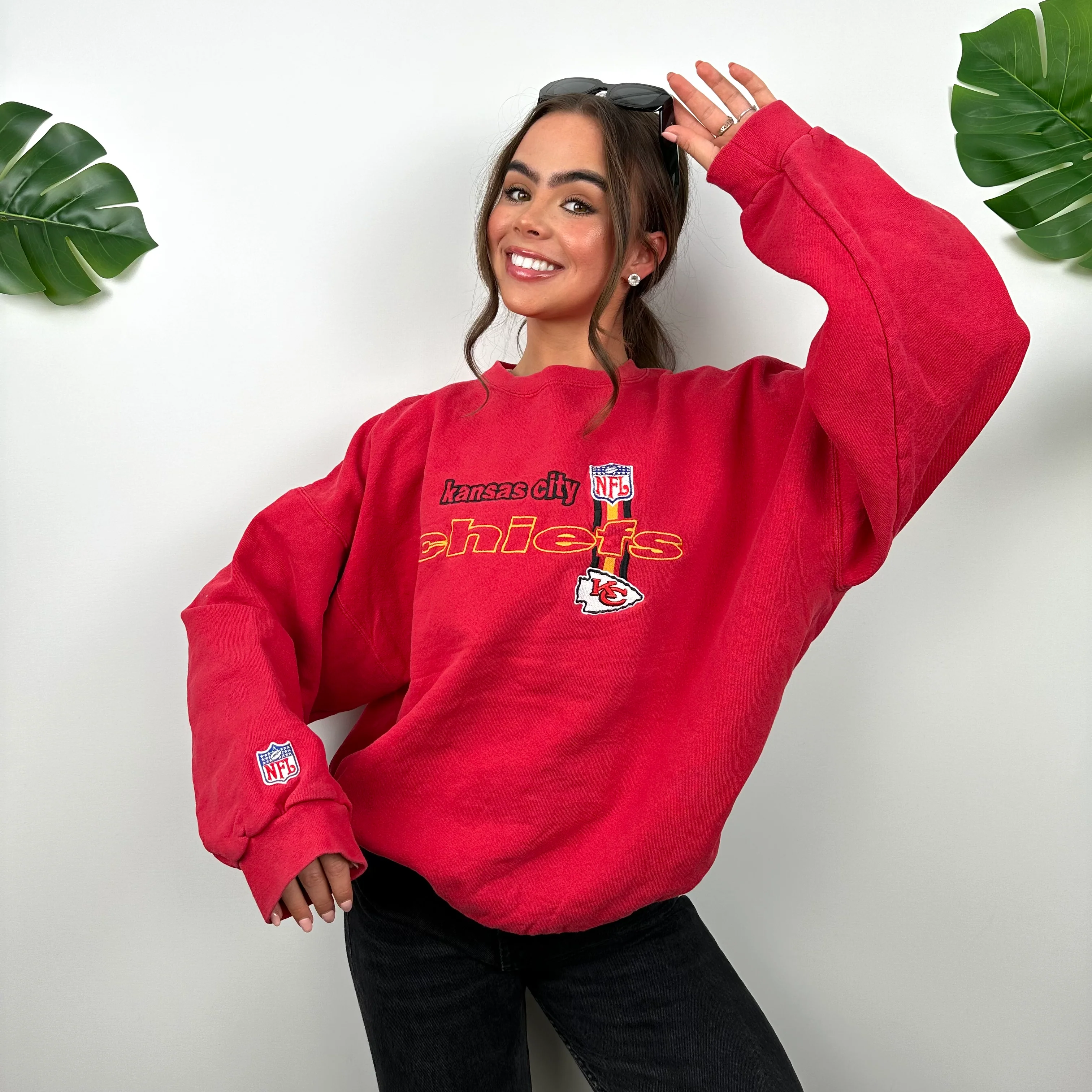 NFL Kansas City Chiefs Red RARE 90s Sweatshirt (L) - Image 2