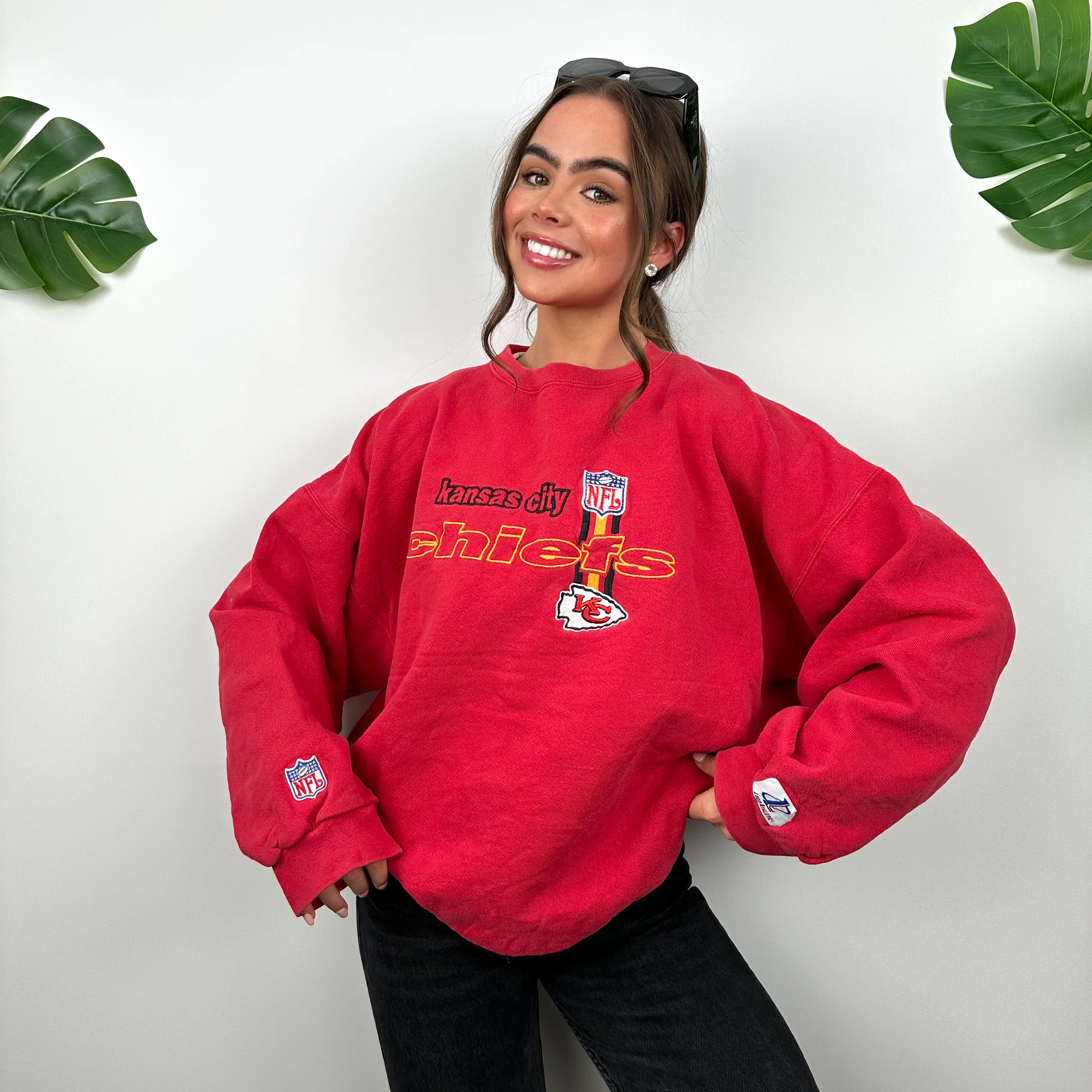 NFL Kansas City Chiefs Red RARE 90s Sweatshirt (L) - Image 5