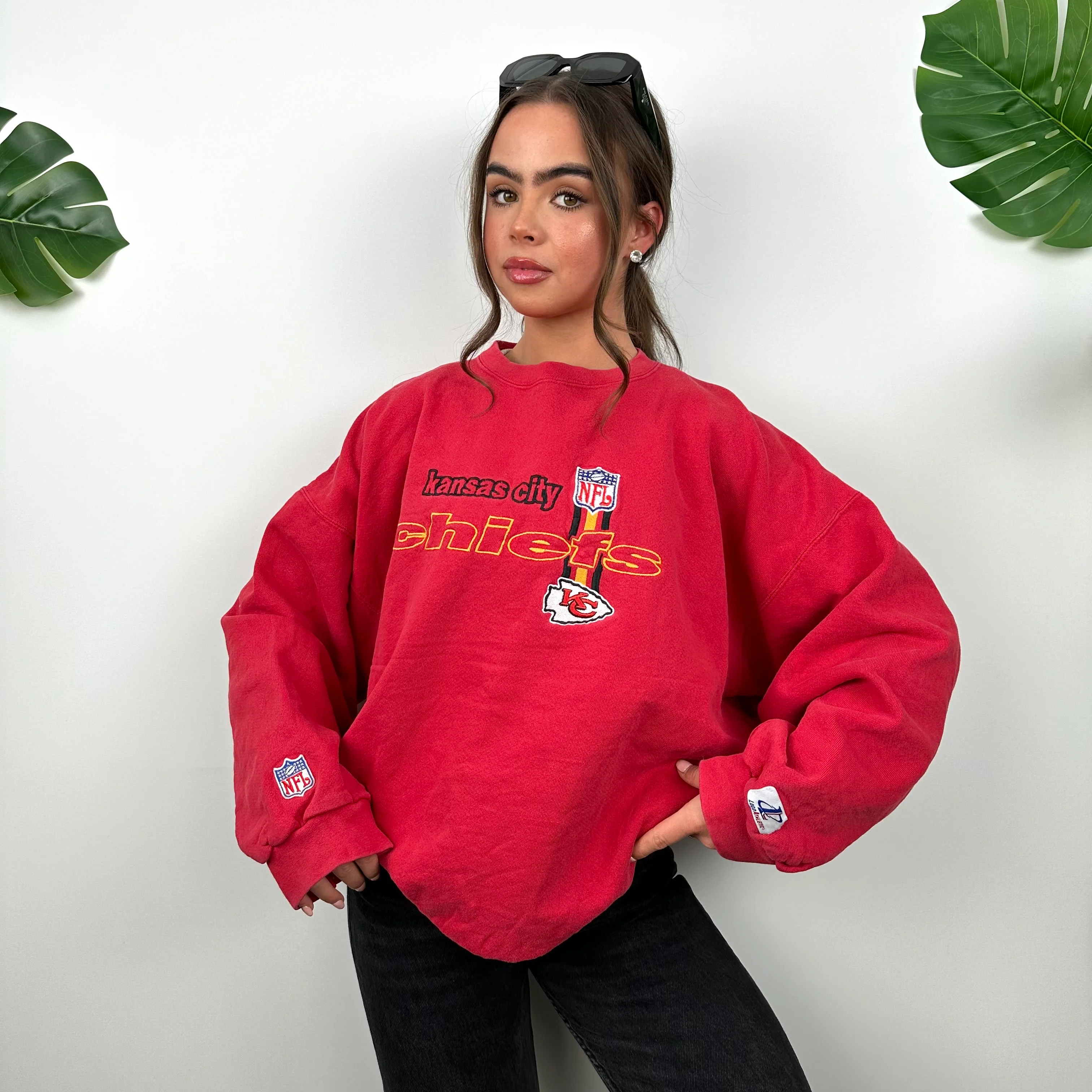 NFL Kansas City Chiefs Red RARE 90s Sweatshirt (L) - Image 6