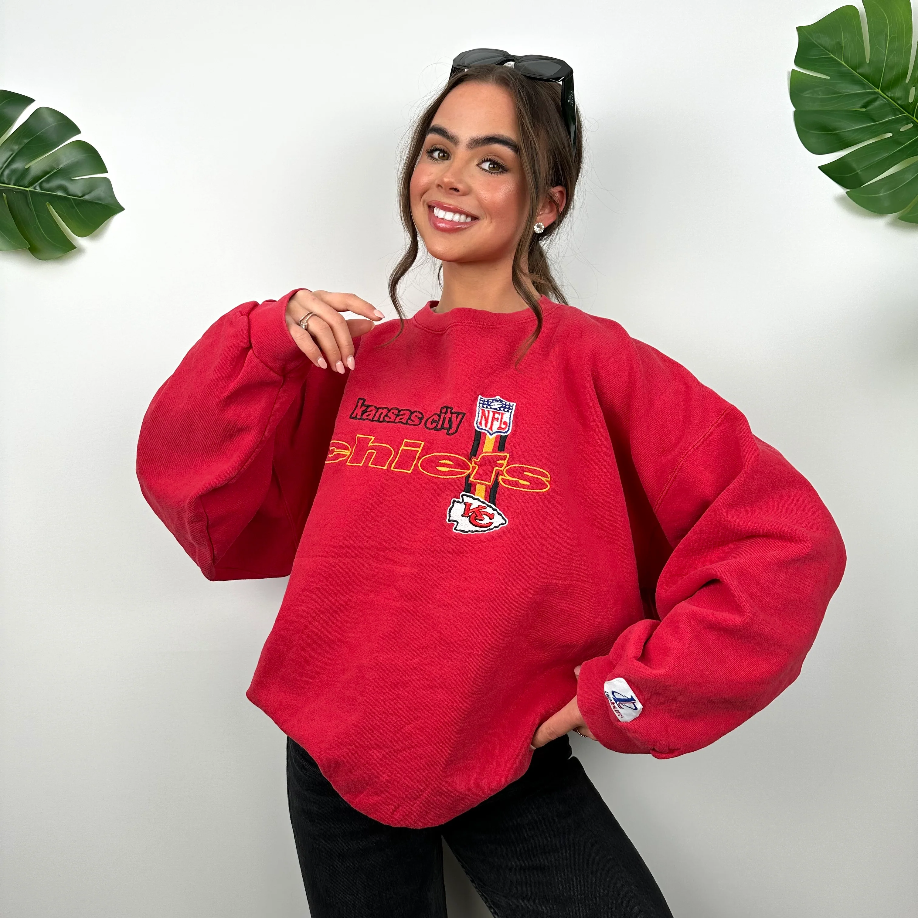 NFL Kansas City Chiefs Red RARE 90s Sweatshirt (L) - Image 7