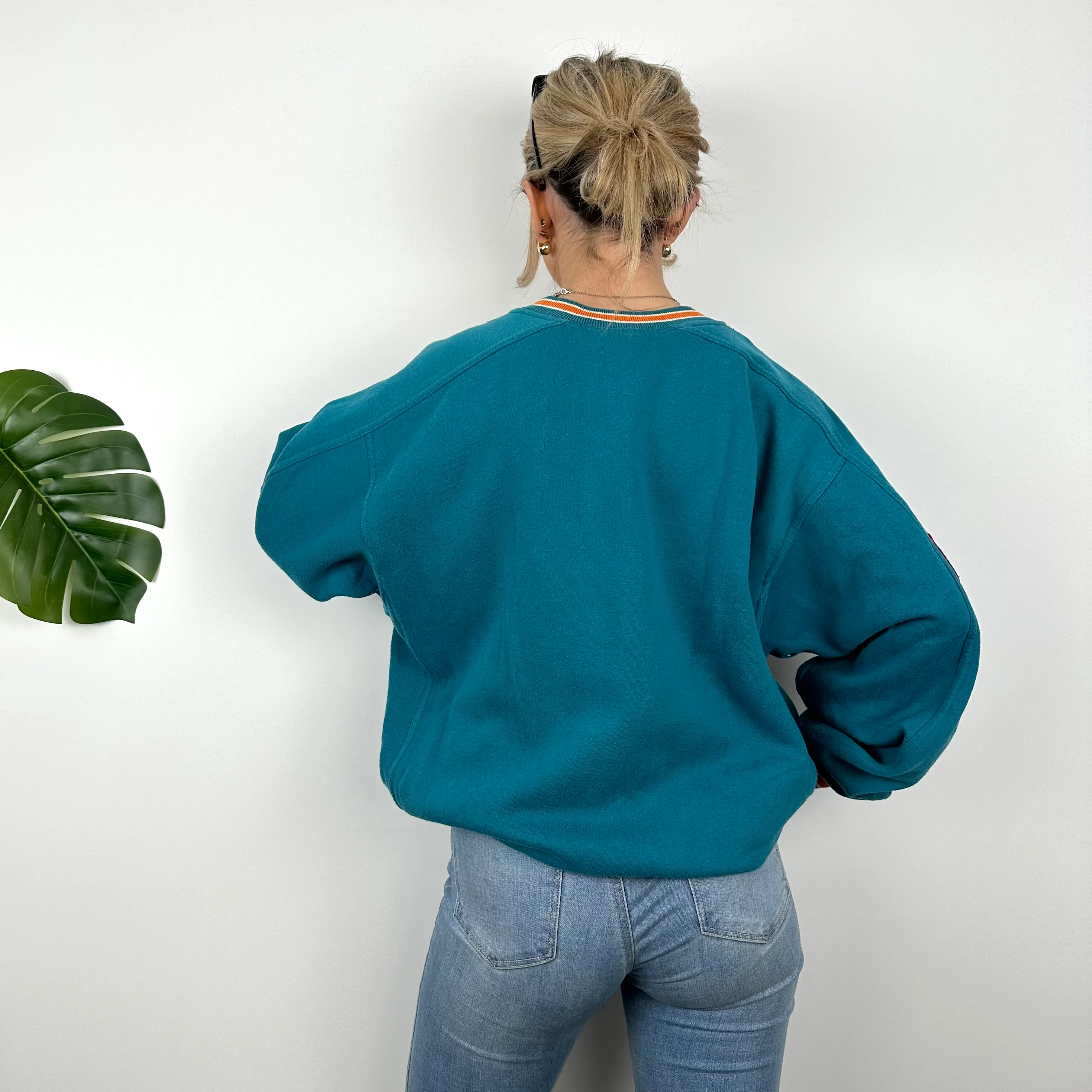 NFL Miami Dolphins Turquoise Embroidered Spell Out Sweatshirt (L) - Image 7