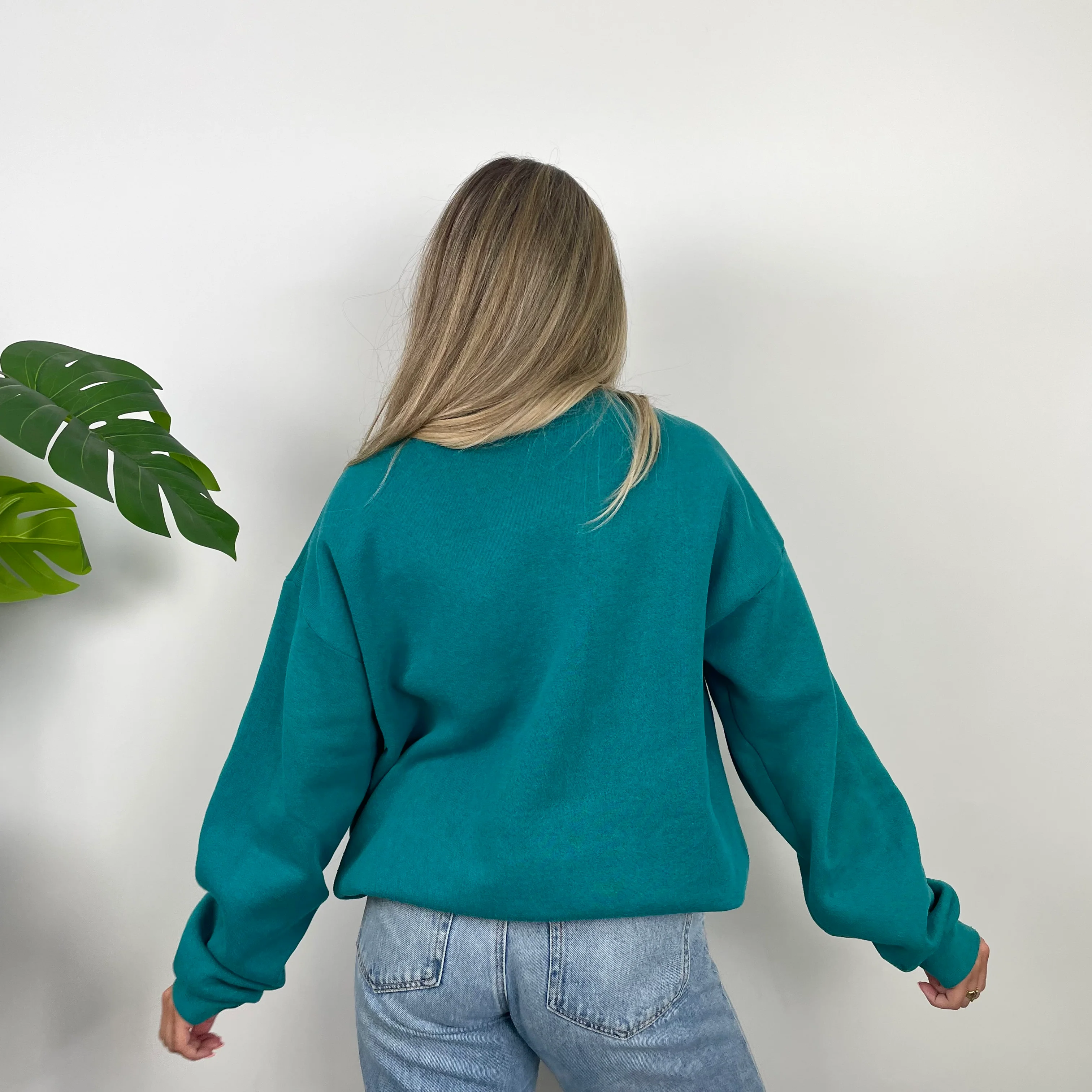NFL Miami Dolphins Turquoise Embroidered Spell Out Sweatshirt (L) - Image 6