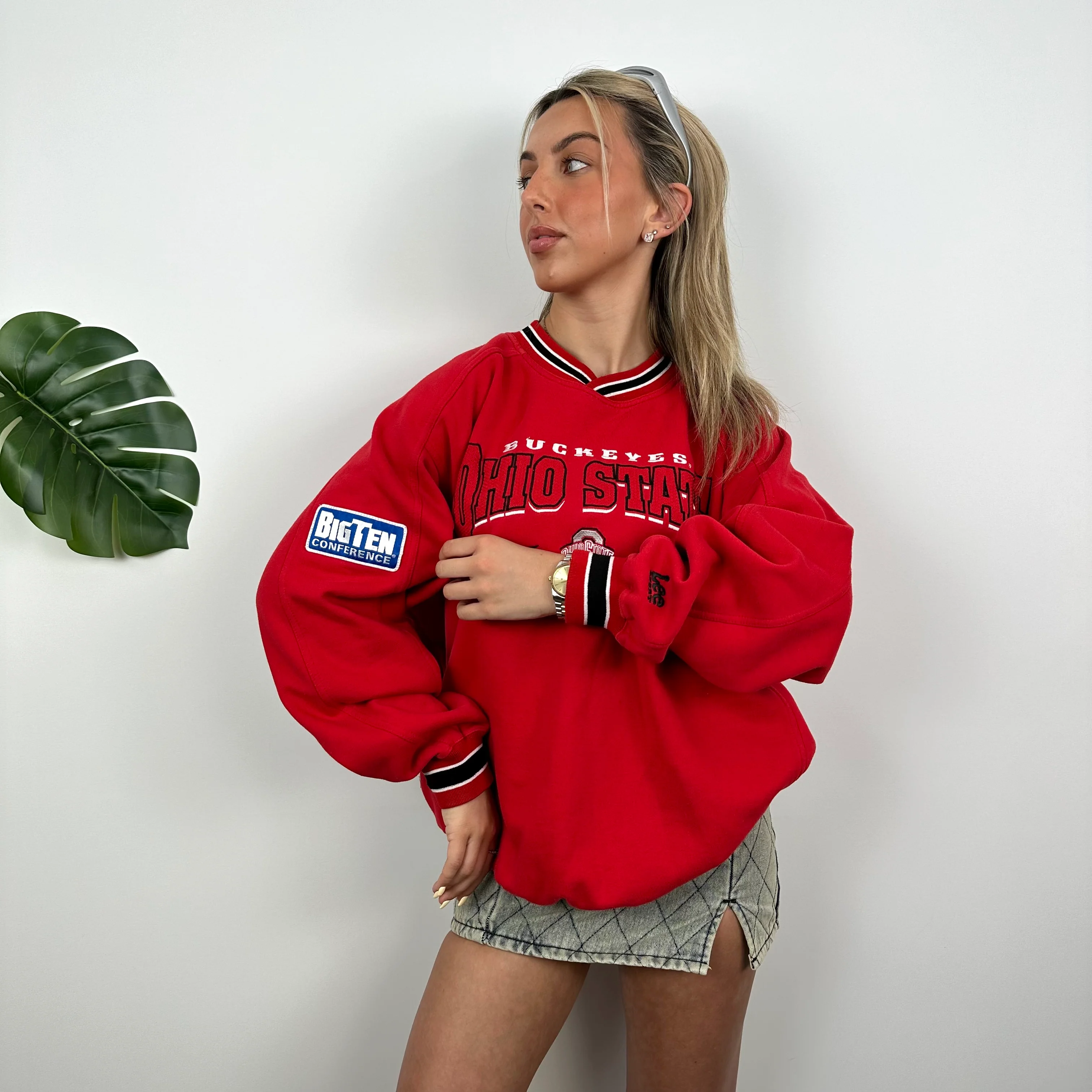 NFL Ohio State Red Embroidered Spell Out Sweatshirt (XL) - Image 3
