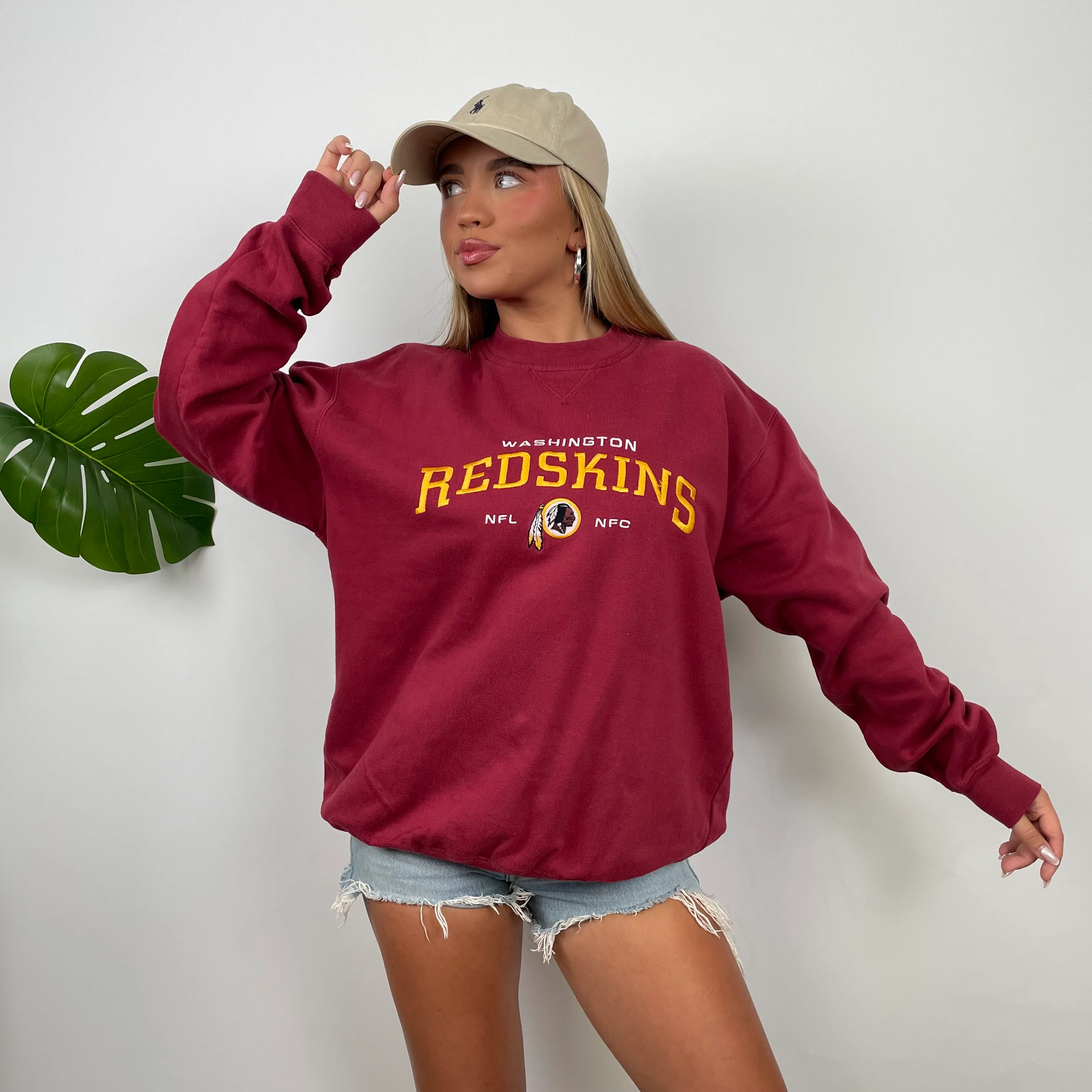 NFL Washington Redskins Red Embroidered Spell Out Sweatshirt (M) - Image 4