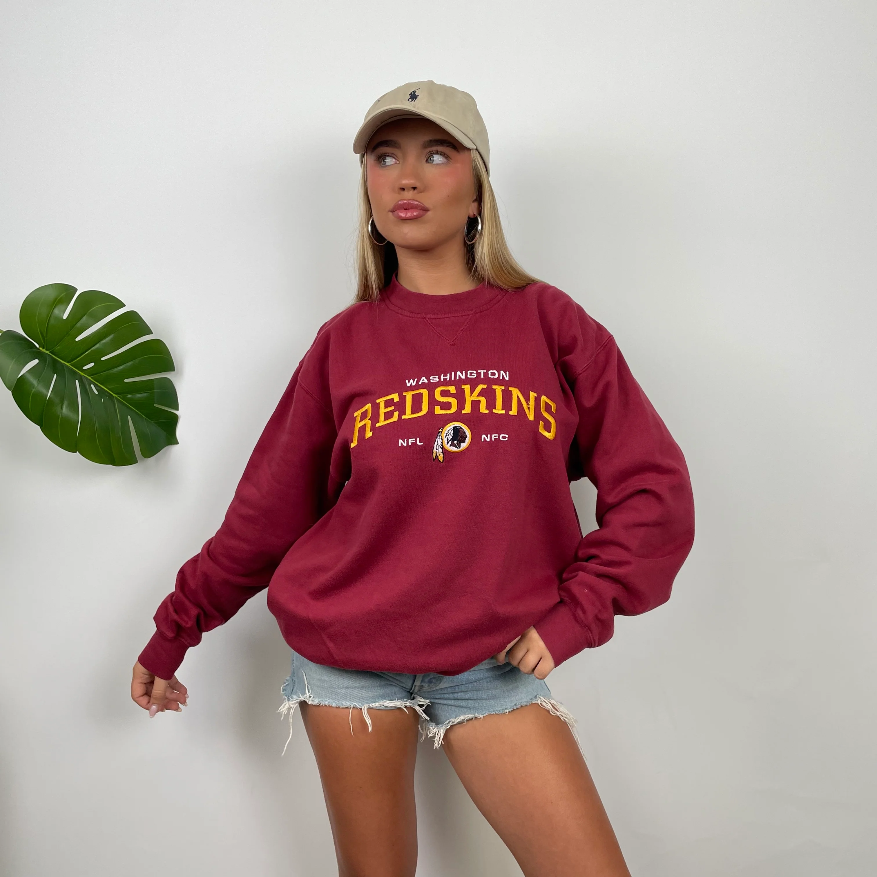 NFL Washington Redskins Red Embroidered Spell Out Sweatshirt (M) - Image 5