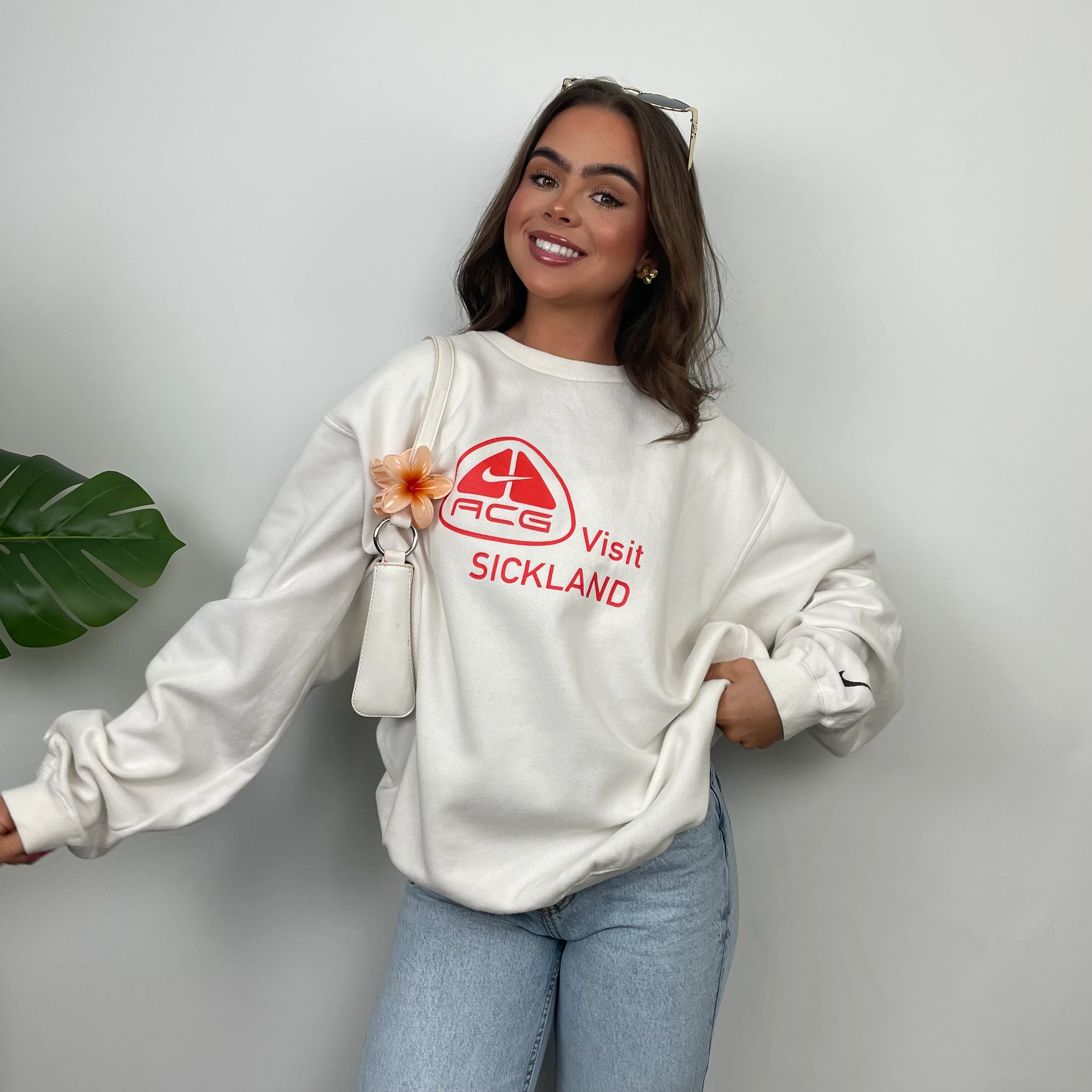Nike ACG RARE White Embroidered Spell Out Sweatshirt (L) - Image 6