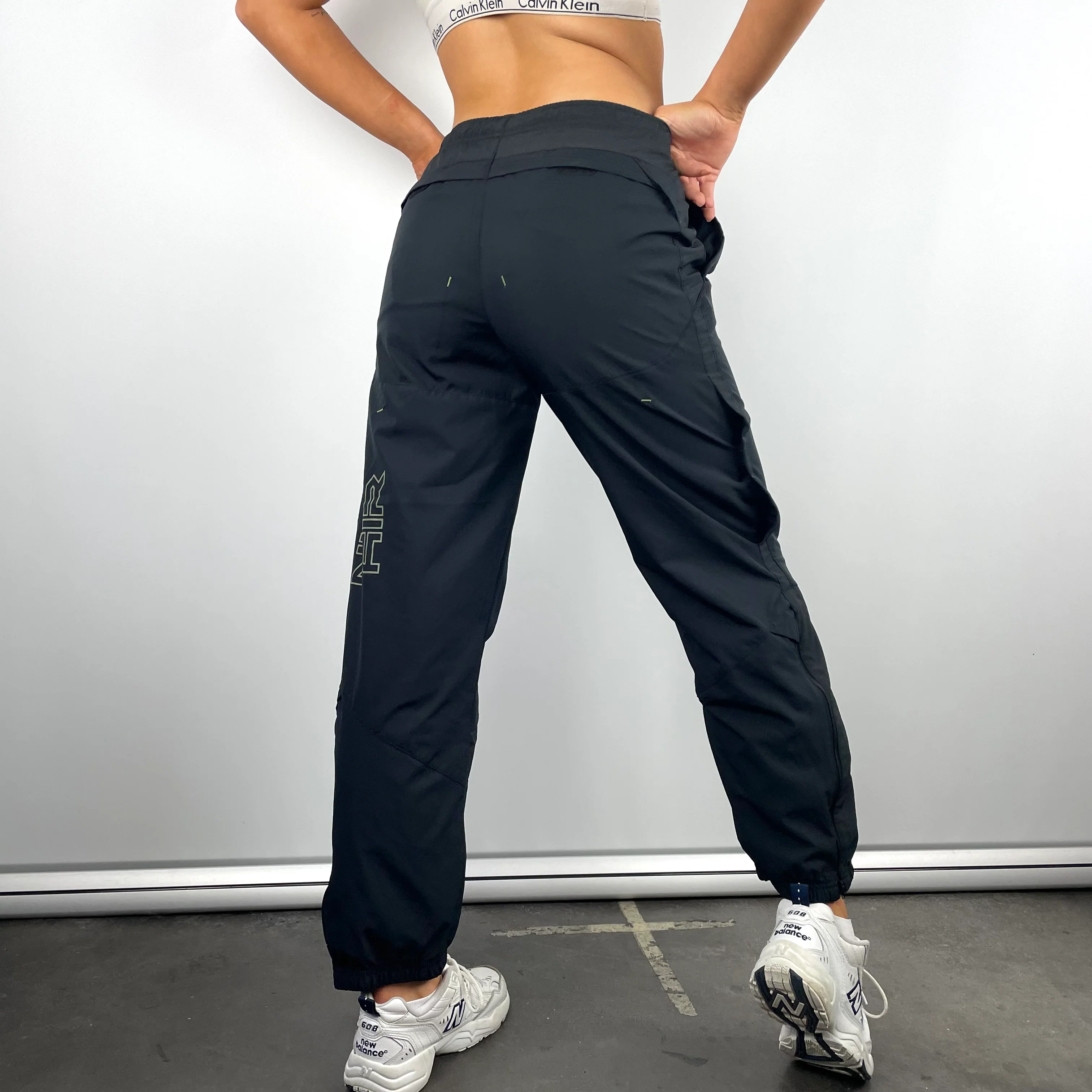 Nike Air Black Embroidered Spell Out Track Pants (S) - Image 3
