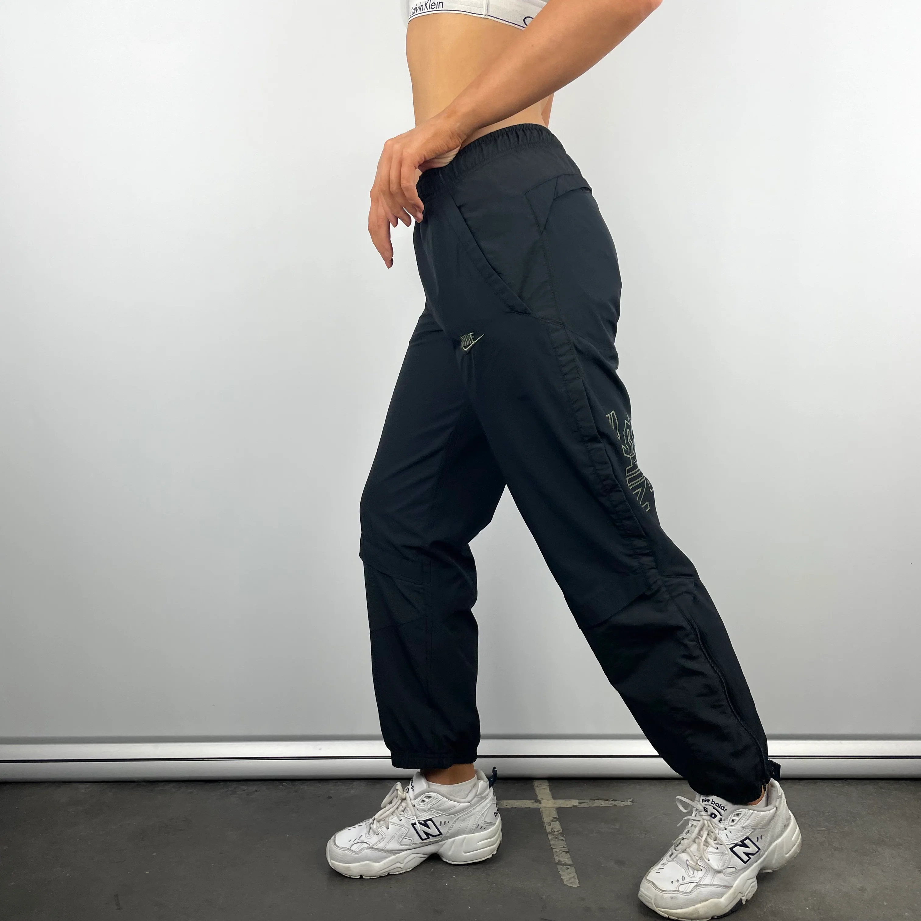 Nike Air Black Embroidered Spell Out Track Pants (S) - Image 4