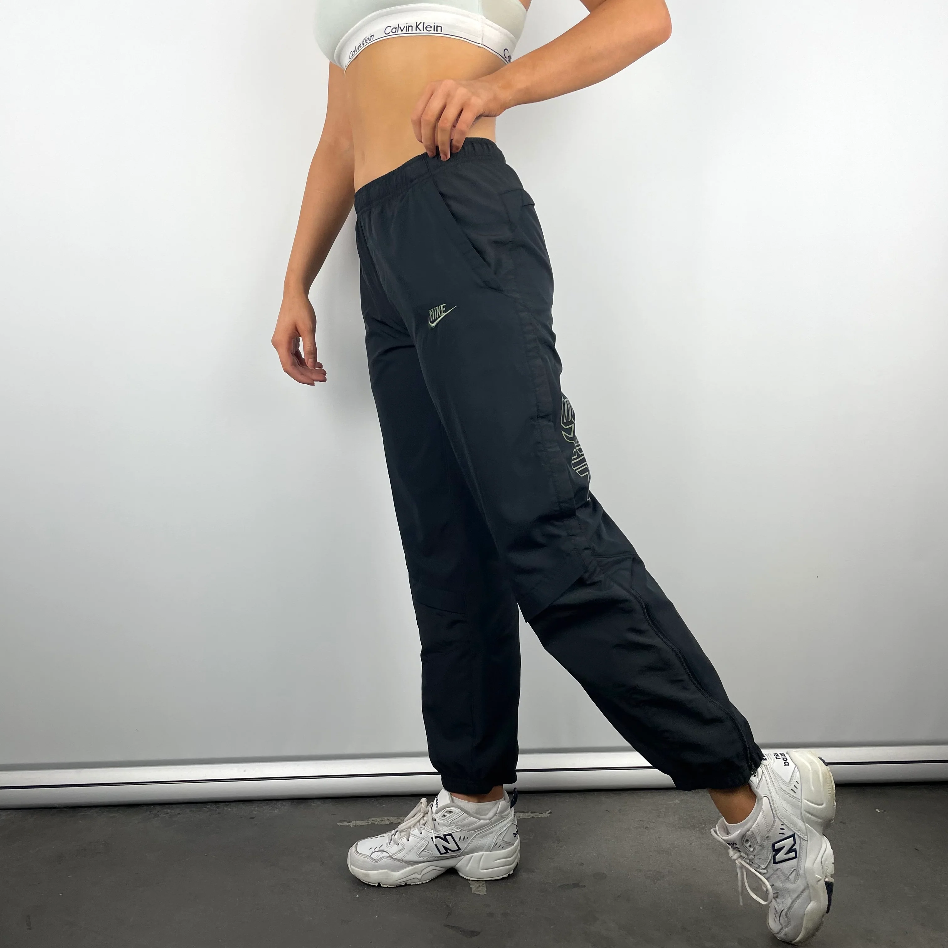Nike Air Black Embroidered Spell Out Track Pants (S) - Image 5